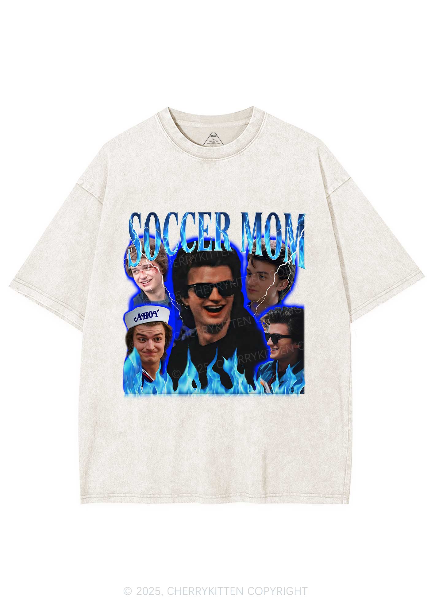Blue Soccer Mom Y2K Shirts Washed Tee Cherrykitten - Image 4