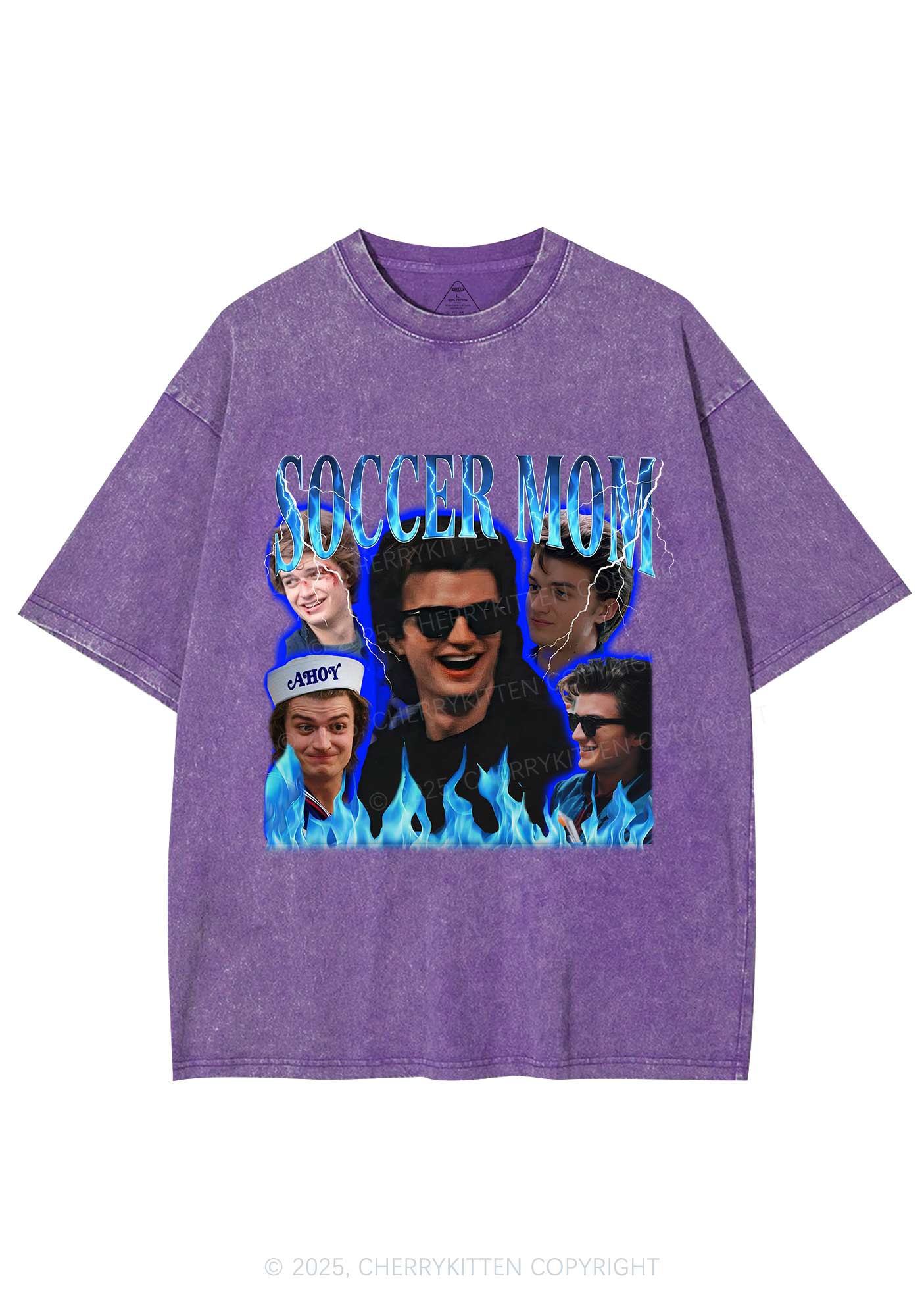 Blue Soccer Mom Y2K Shirts Washed Tee Cherrykitten - Image 5
