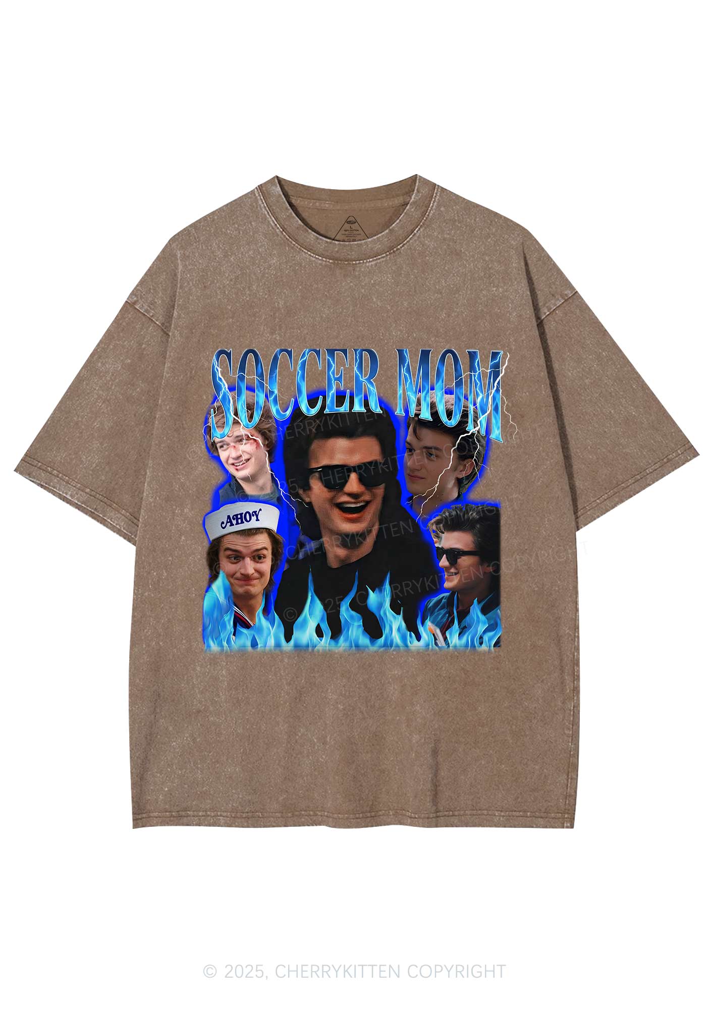 Blue Soccer Mom Y2K Shirts Washed Tee Cherrykitten - Image 6