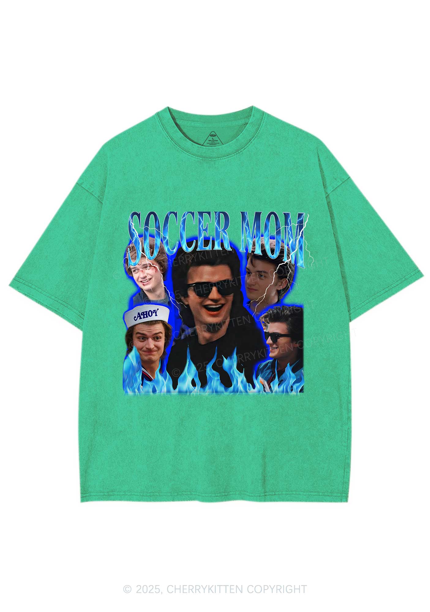 Blue Soccer Mom Y2K Shirts Washed Tee Cherrykitten - Image 7