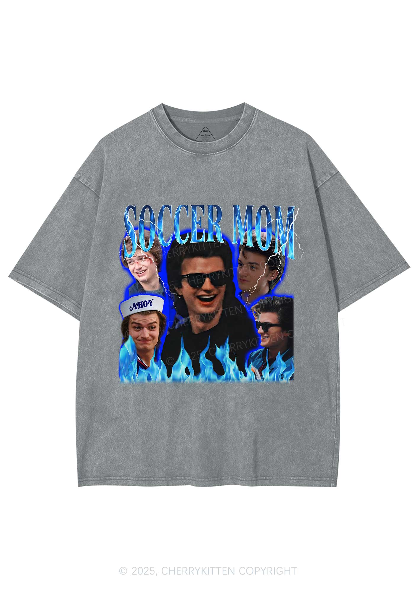 Blue Soccer Mom Y2K Shirts Washed Tee Cherrykitten - Image 8