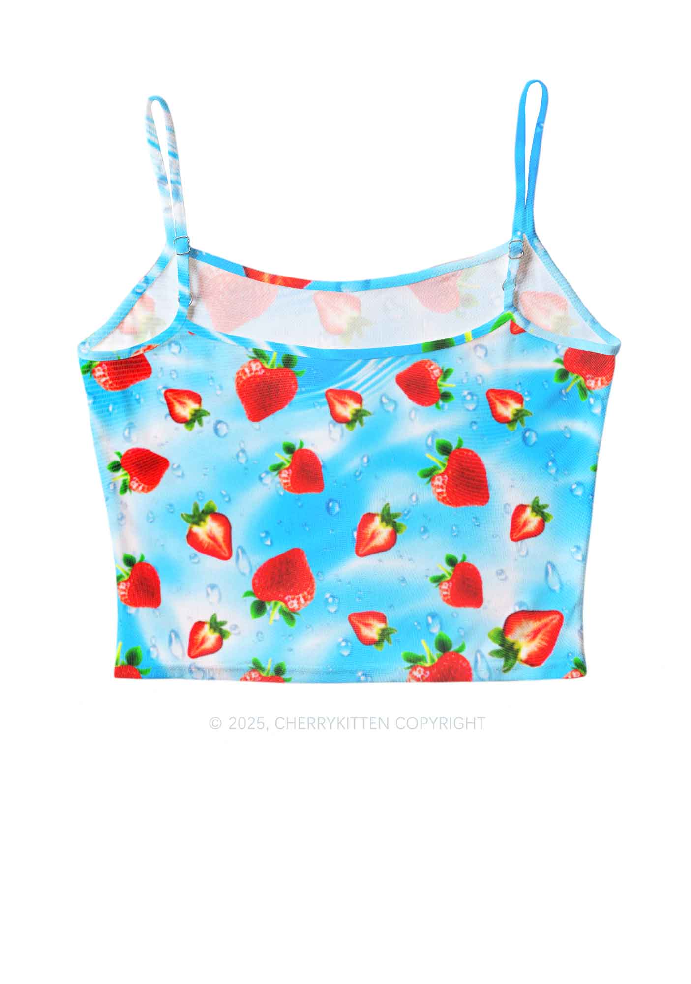 Blue Strawberry Y2K Mesh Cami Tank Cherrykitten - Image 3