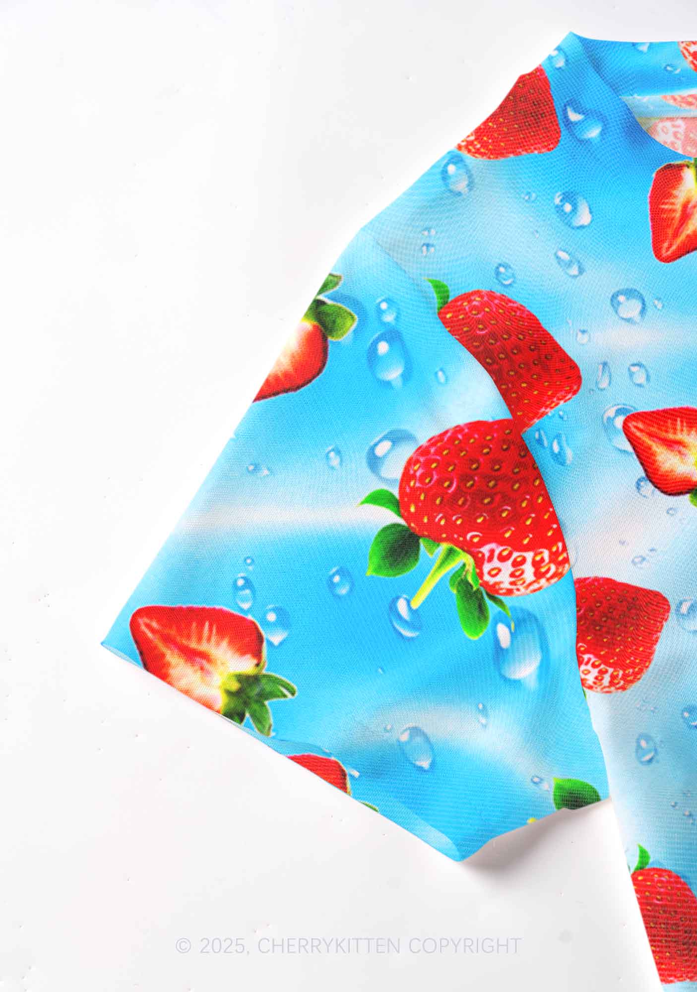 Blue Strawberry Y2K Mesh Crop Top Cherrykitten - Image 4