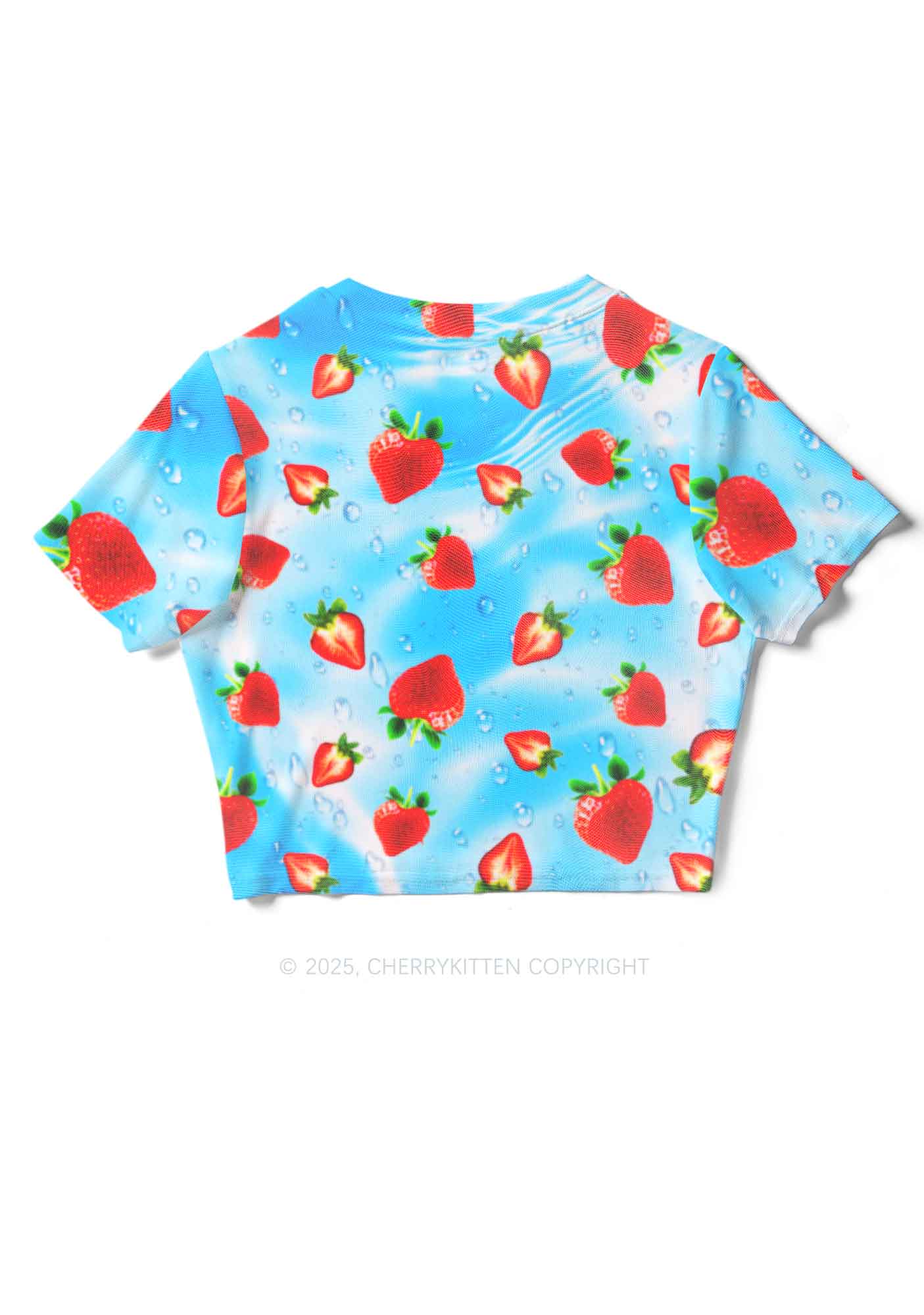 Blue Strawberry Y2K Mesh Crop Top Cherrykitten - Image 5