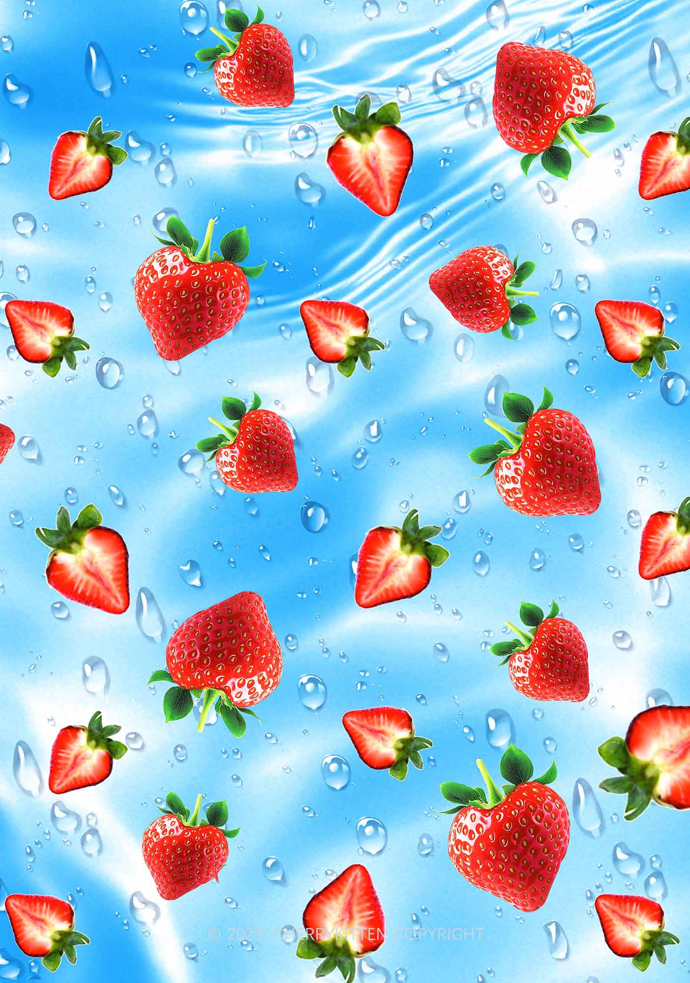 Blue Strawberry Y2K Mesh Long Sleeve Crop Top Cherrykitten - Image 2