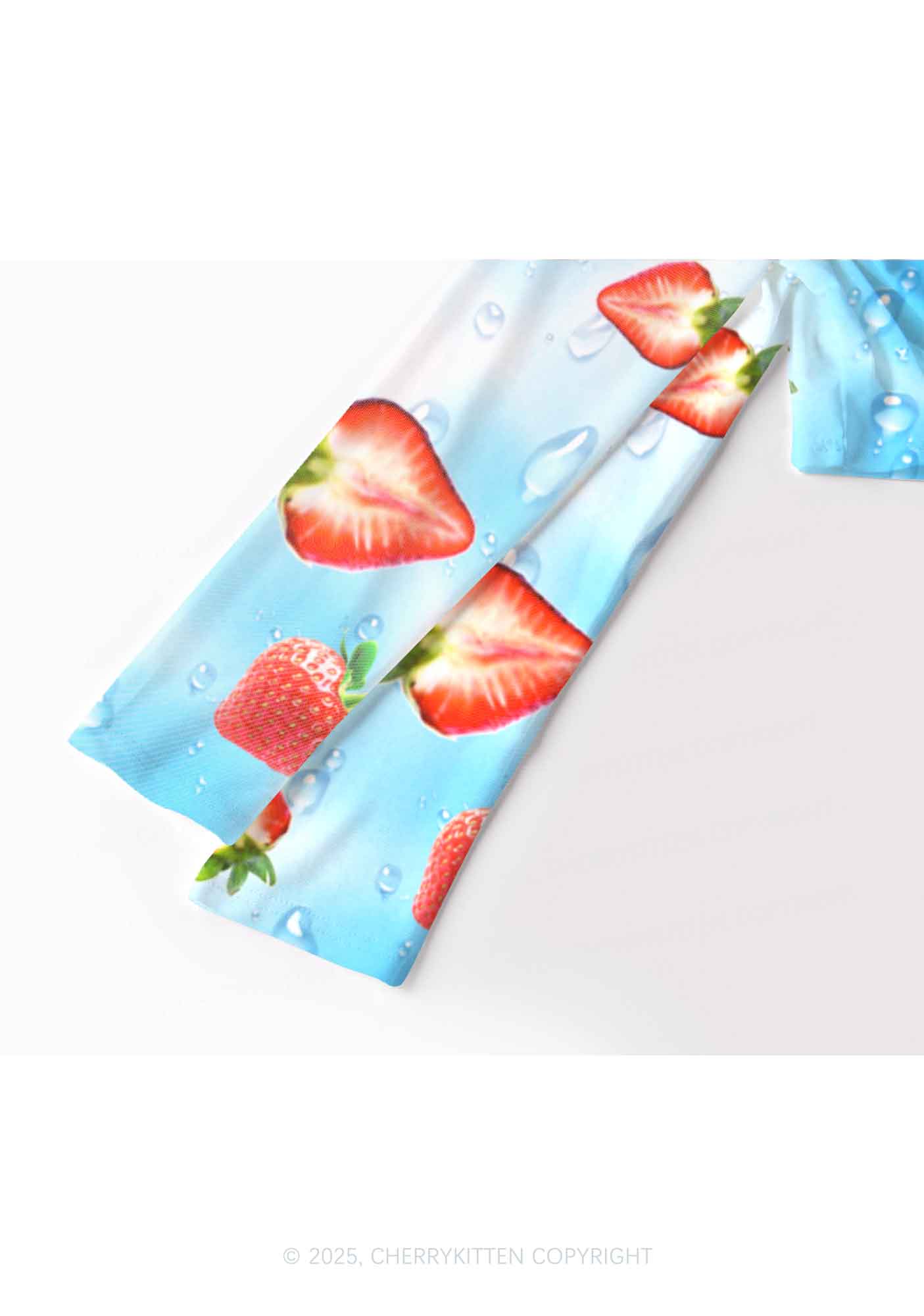 Blue Strawberry Y2K Mesh Long Sleeve Crop Top Cherrykitten - Image 4