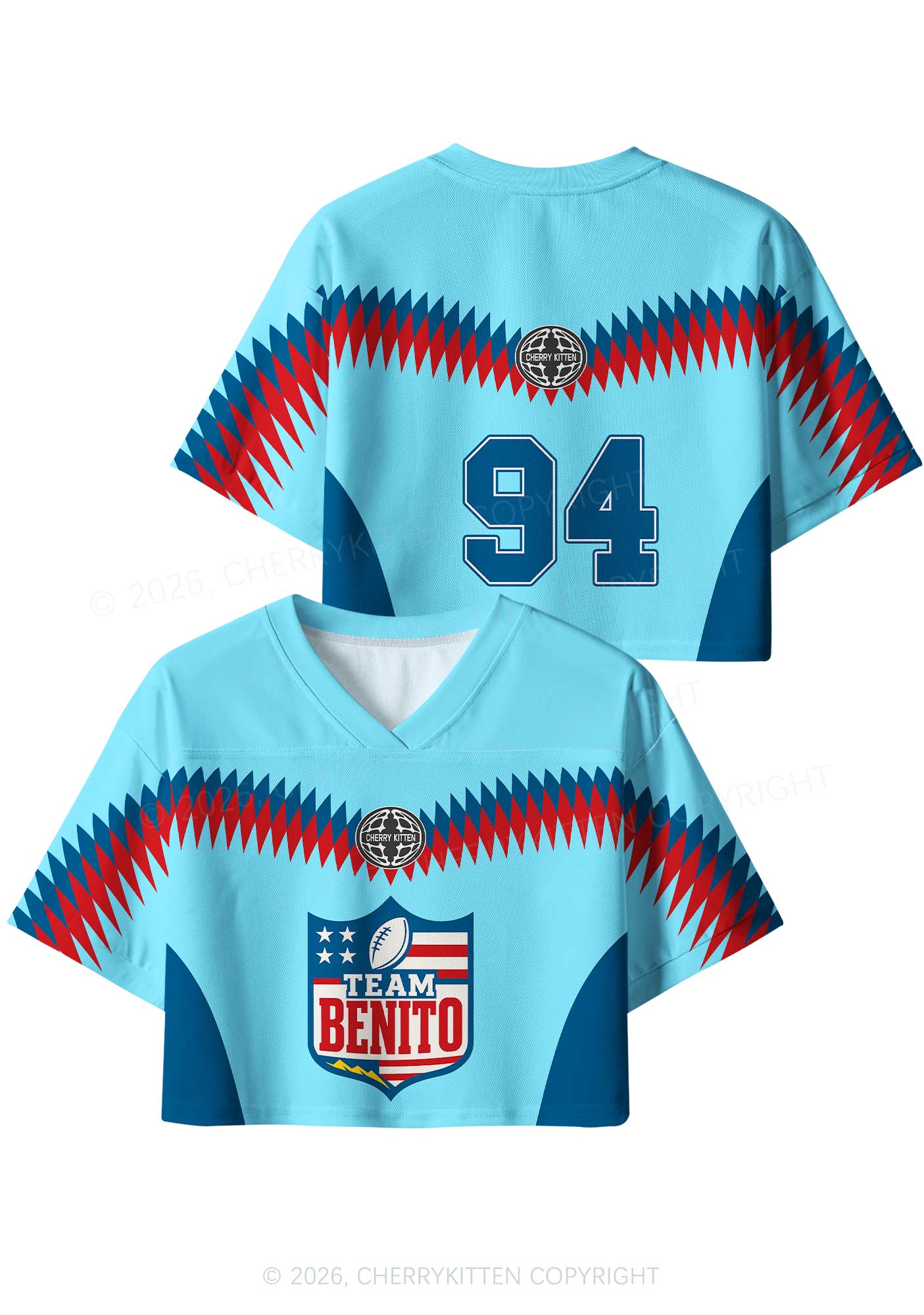 Blue Team Bunny Y2K Crop Sport Jersey Shirts Cherrykitten - Image 4