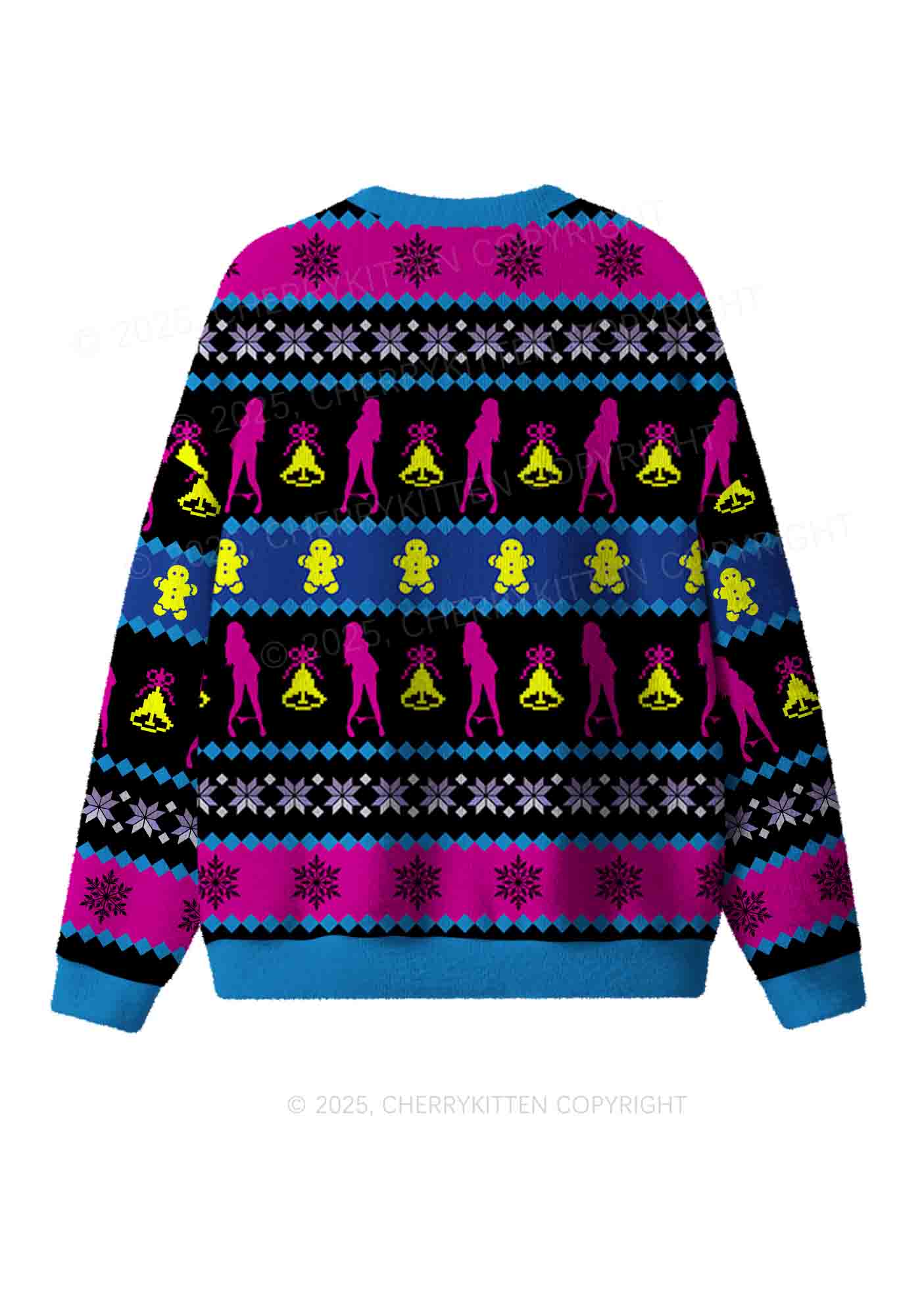 Blue Totally Slxt Y2K Christmas Knit Sweatshirt Cherrykitten - Image 2