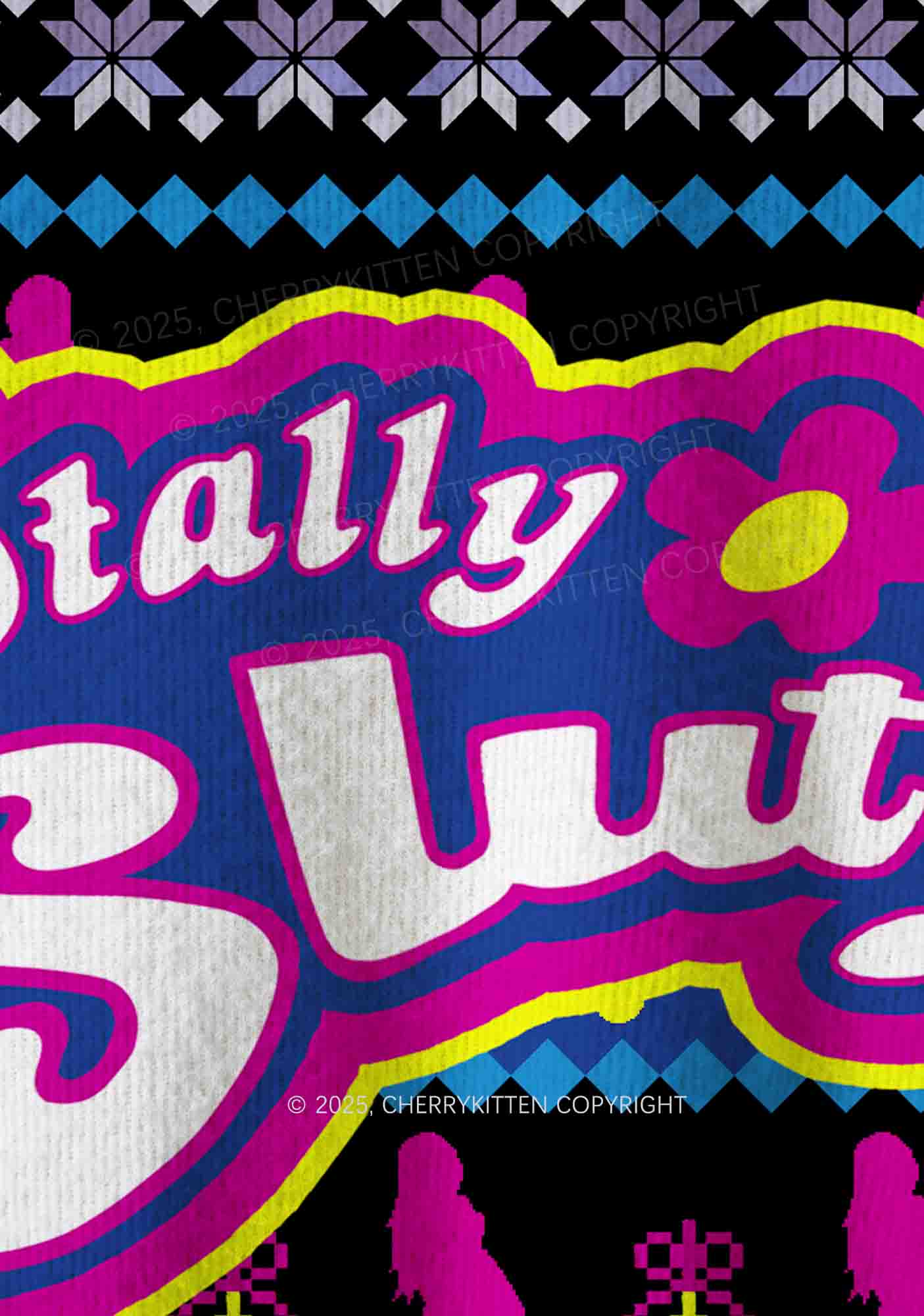 Blue Totally Slxt Y2K Christmas Knit Sweatshirt Cherrykitten - Image 4