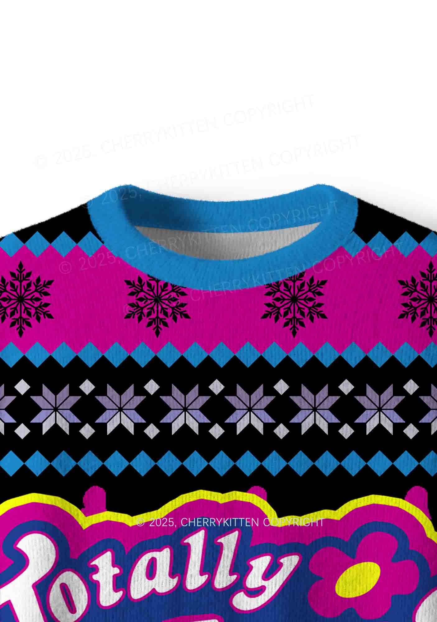 Blue Totally Slxt Y2K Christmas Knit Sweatshirt Cherrykitten - Image 5