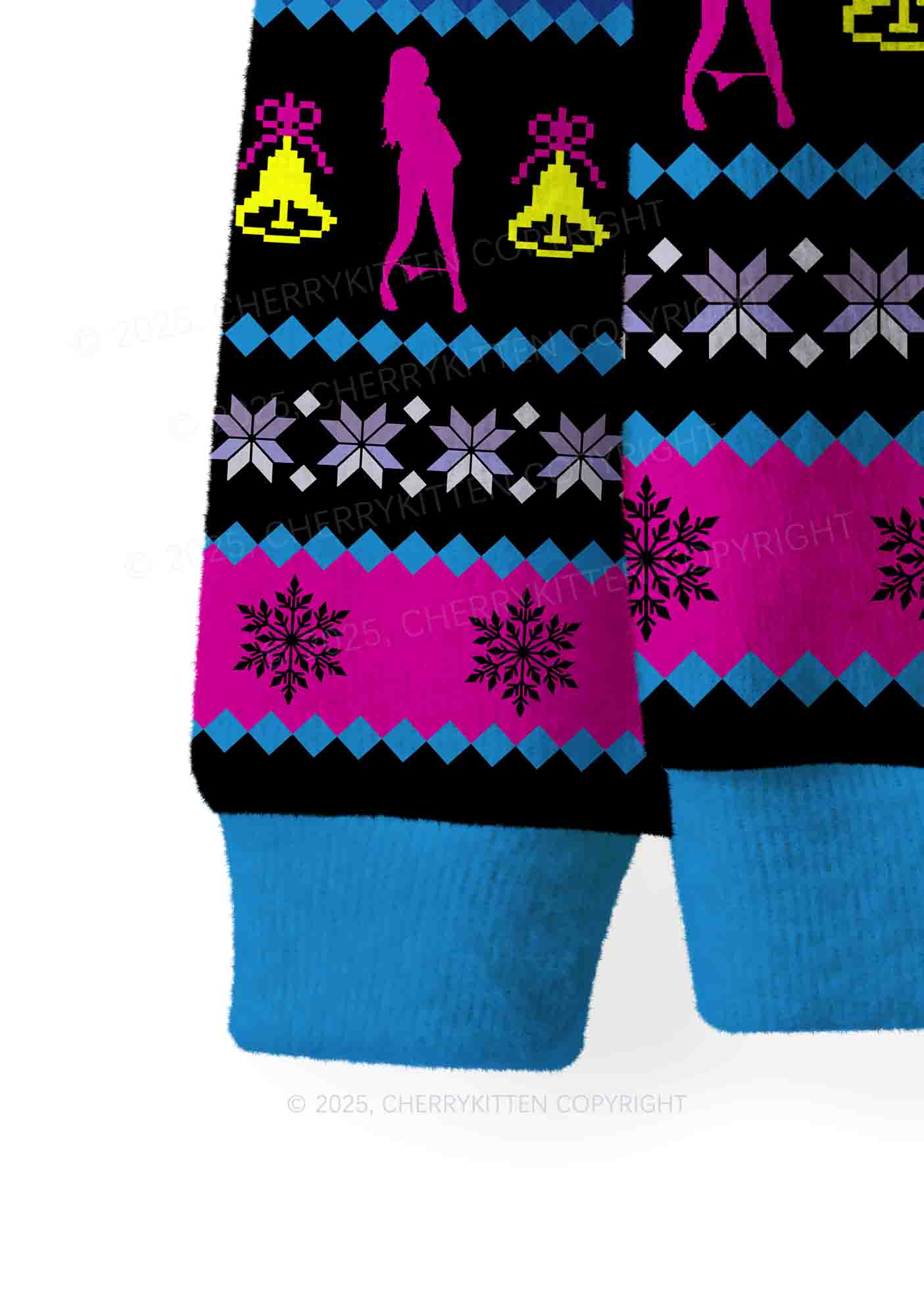 Blue Totally Slxt Y2K Christmas Knit Sweatshirt Cherrykitten - Image 6