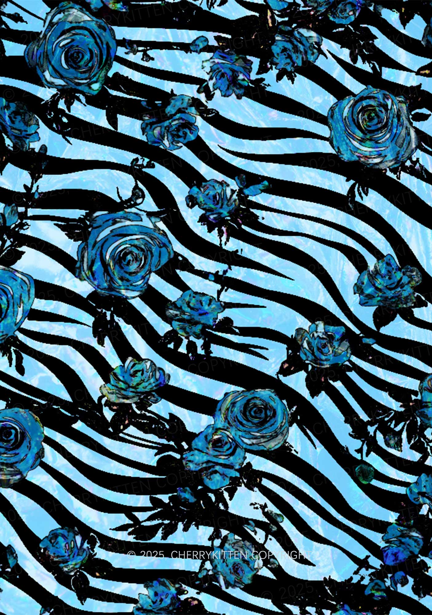 Blue Zebra Roses Y2K Mesh Cami Tank Cherrykitten - Image 2