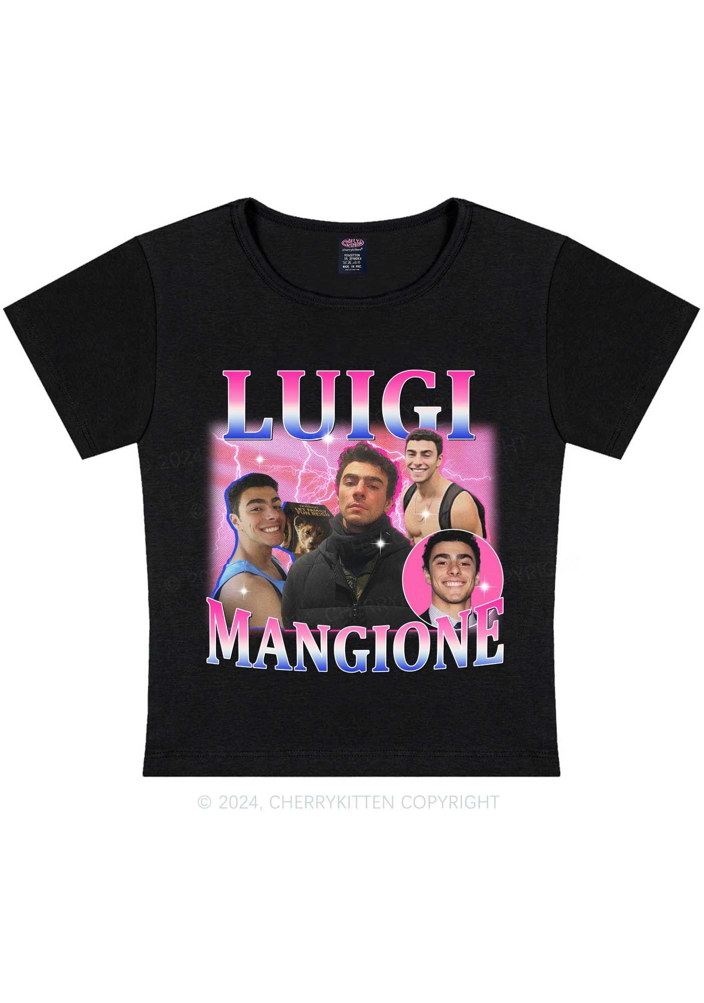 Bluepink Luigi Portrait Y2K Baby Tee Cherrykitten - Image 3