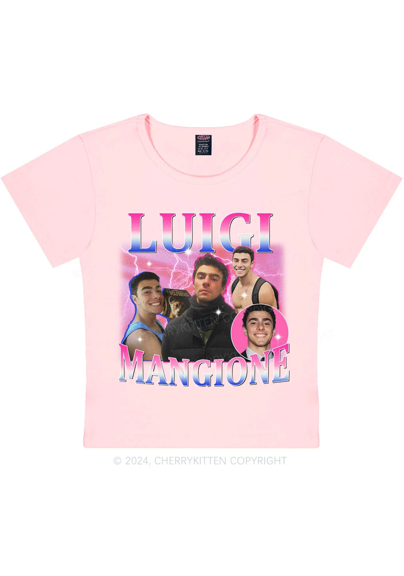Bluepink Luigi Portrait Y2K Baby Tee Cherrykitten - Image 4
