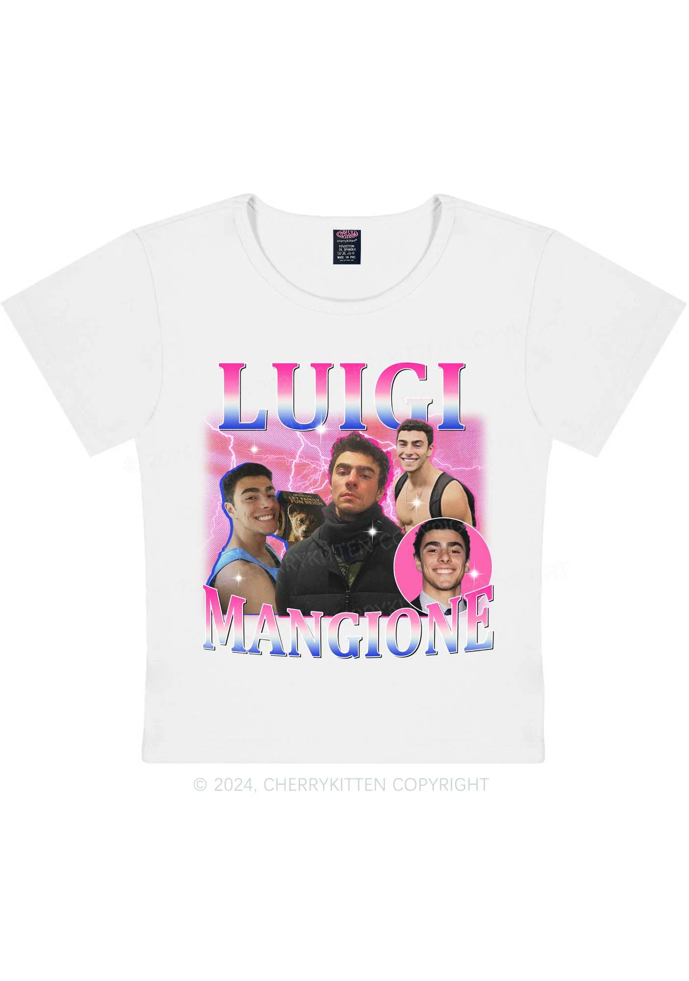Bluepink Luigi Portrait Y2K Baby Tee Cherrykitten - Image 5