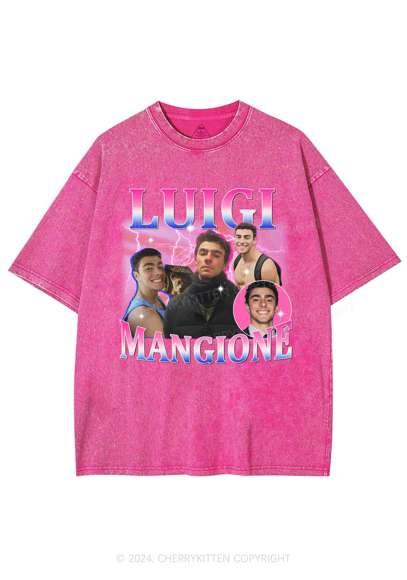 Bluepink Luigi Portrait Y2K Washed Tee Cherrykitten - Image 3