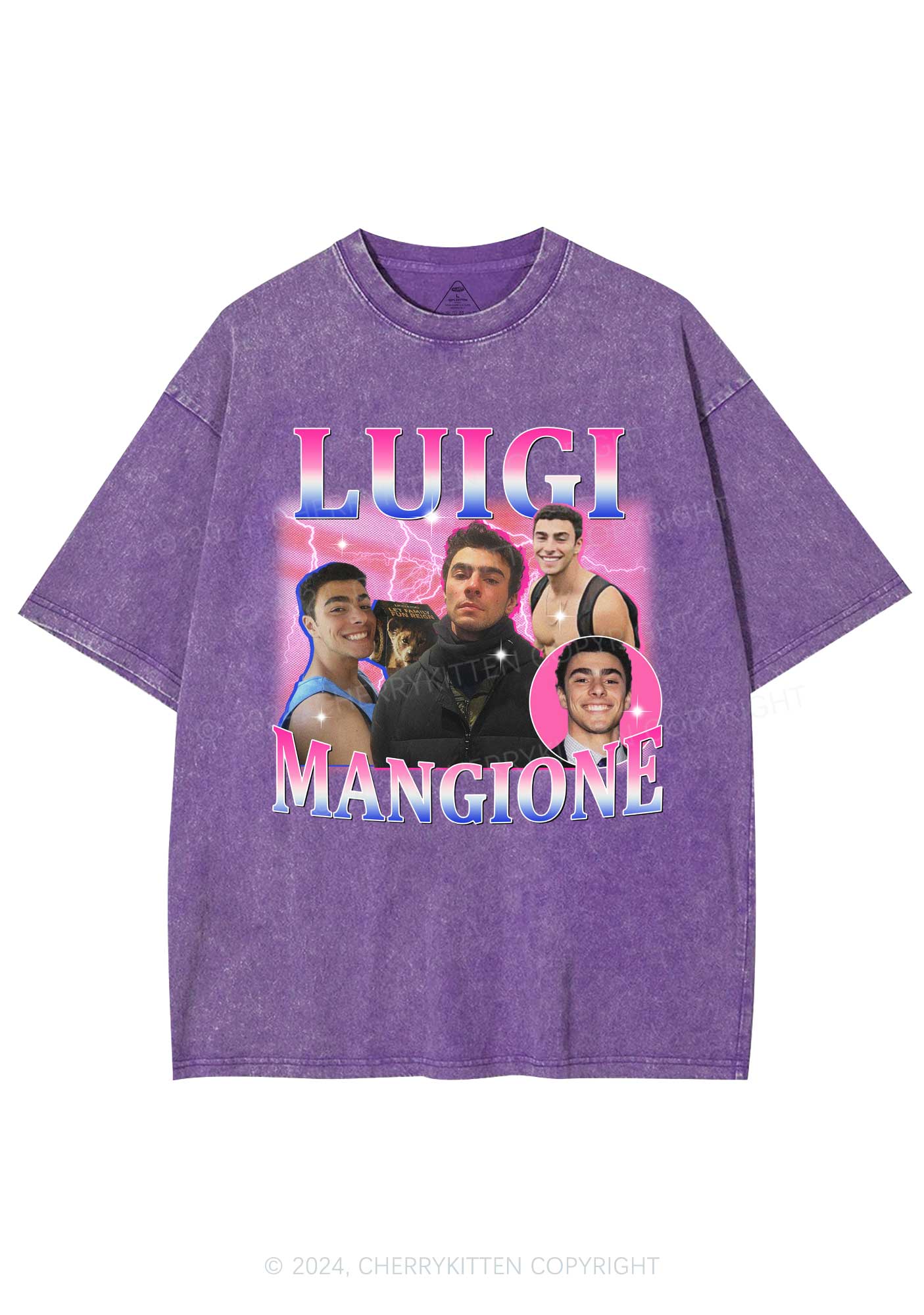 Bluepink Luigi Portrait Y2K Washed Tee Cherrykitten - Image 4