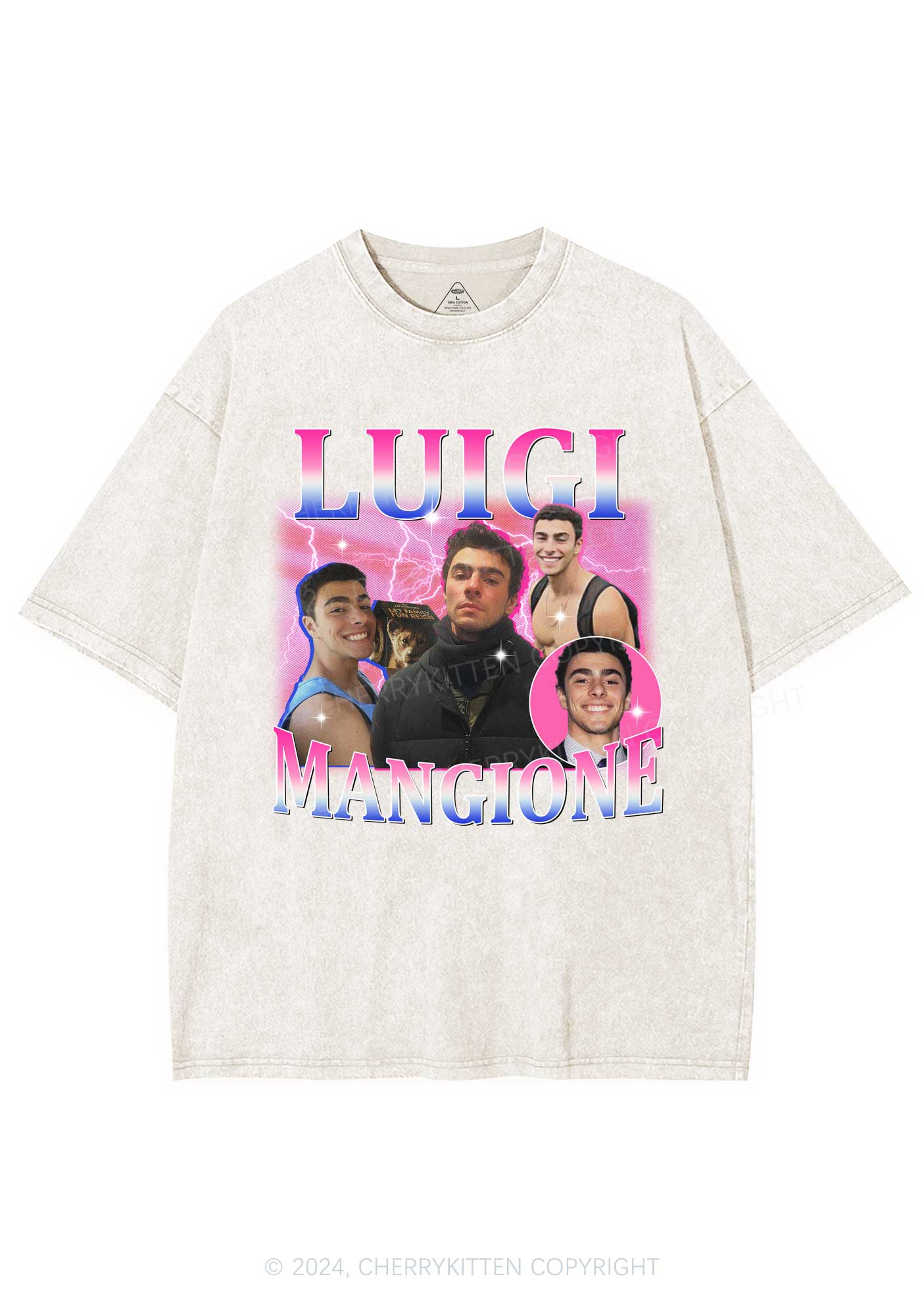 Bluepink Luigi Portrait Y2K Washed Tee Cherrykitten - Image 5