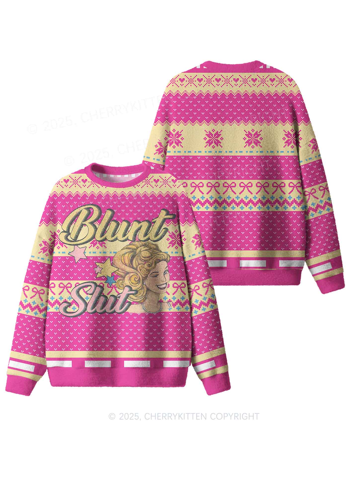 Blunt Slxt Y2K Christmas Knit Sweatshirt Cherrykitten - Image 3