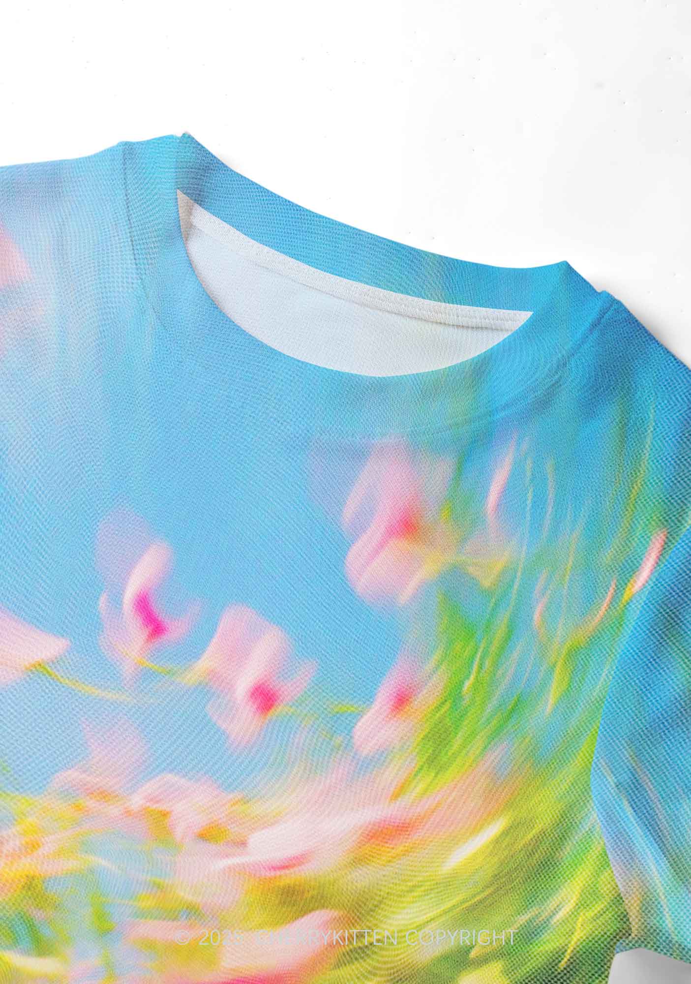 Blurred Blooms Y2K Mesh Crop Top Cherrykitten - Image 3