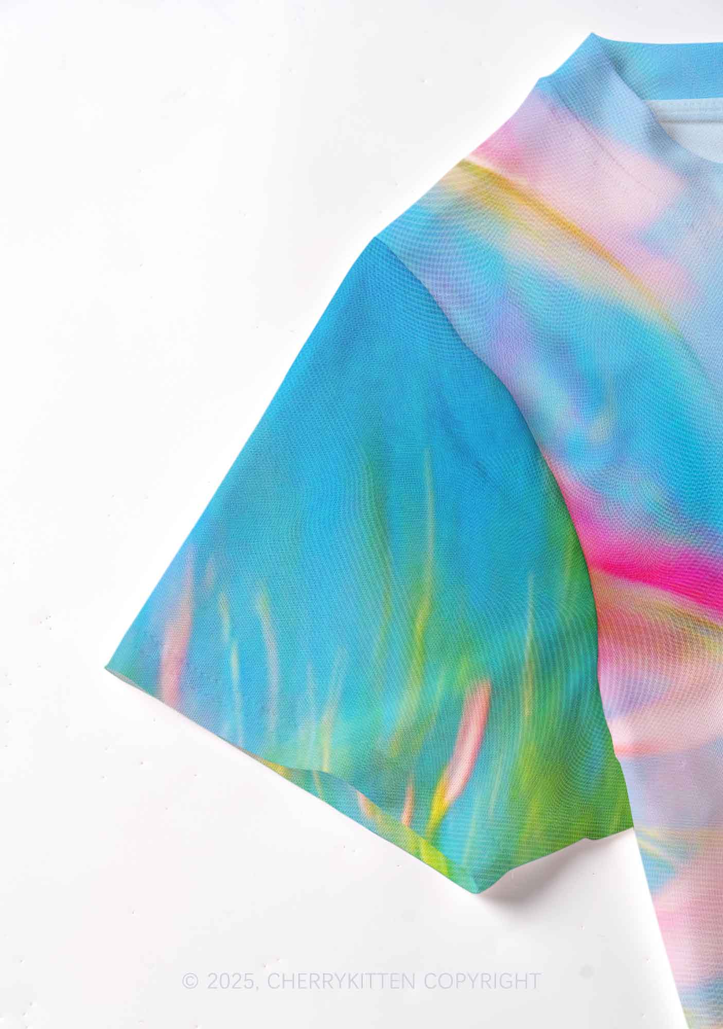 Blurred Blooms Y2K Mesh Crop Top Cherrykitten - Image 4