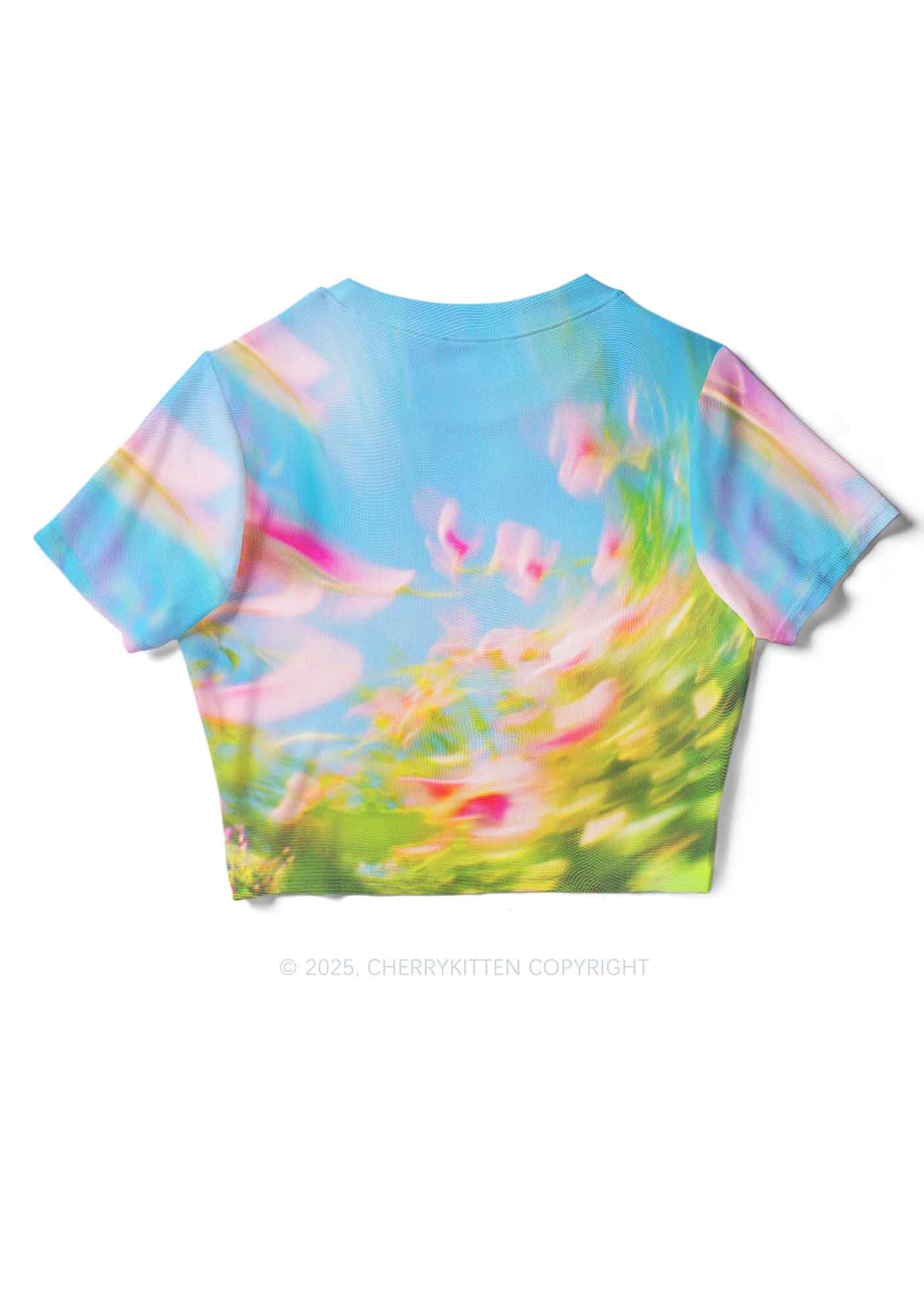 Blurred Blooms Y2K Mesh Crop Top Cherrykitten - Image 5