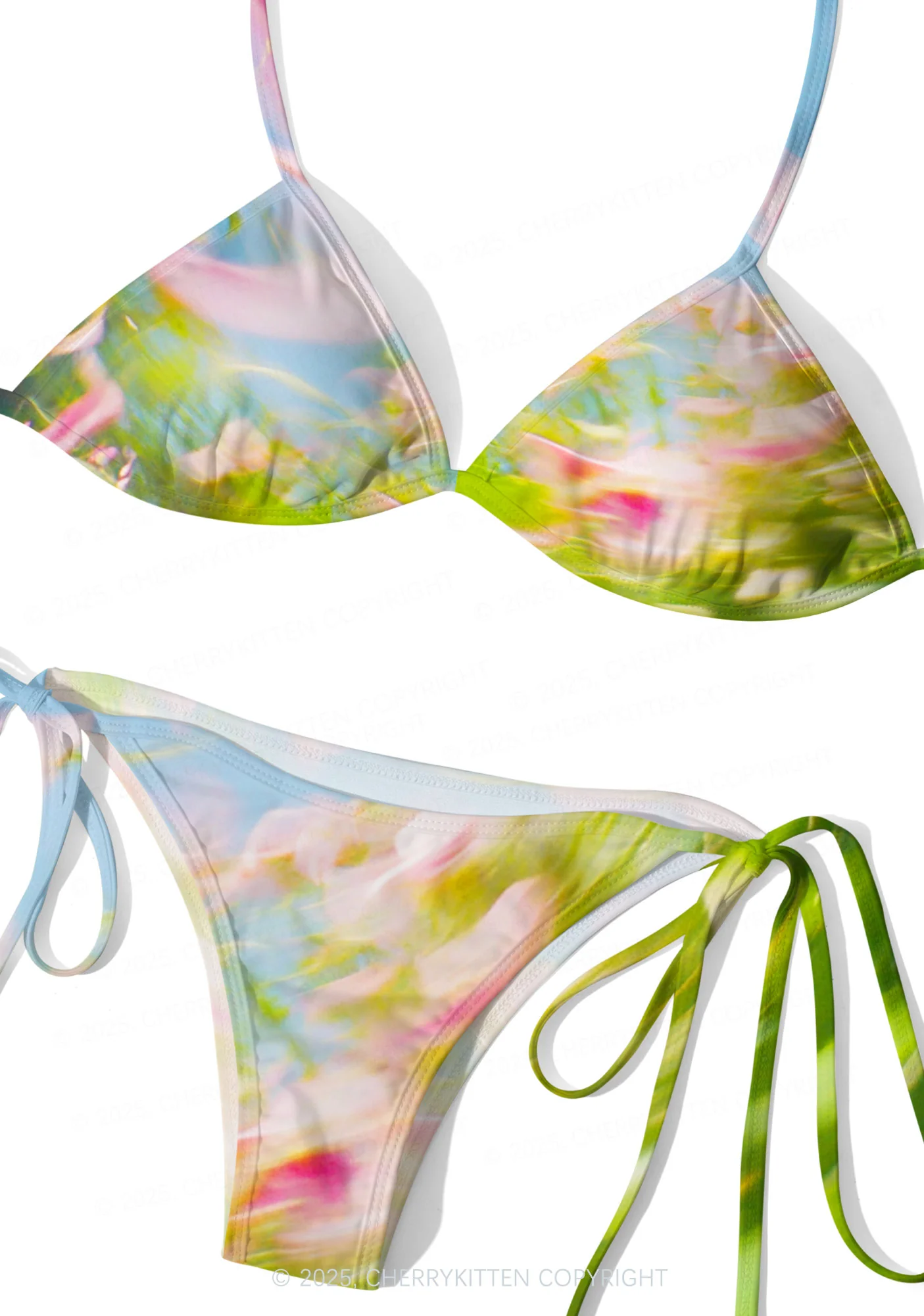 Blurred Blooms Y2K Print Bikini Set Cherrykitten - Image 3