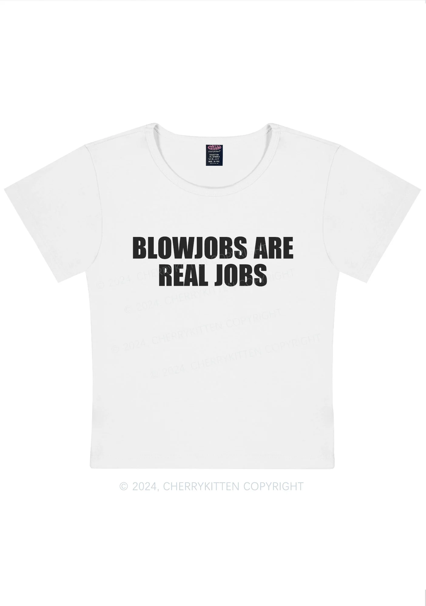 Blxwjobs Are Real Jobs Y2K Baby Tee Cherrykitten - Image 7
