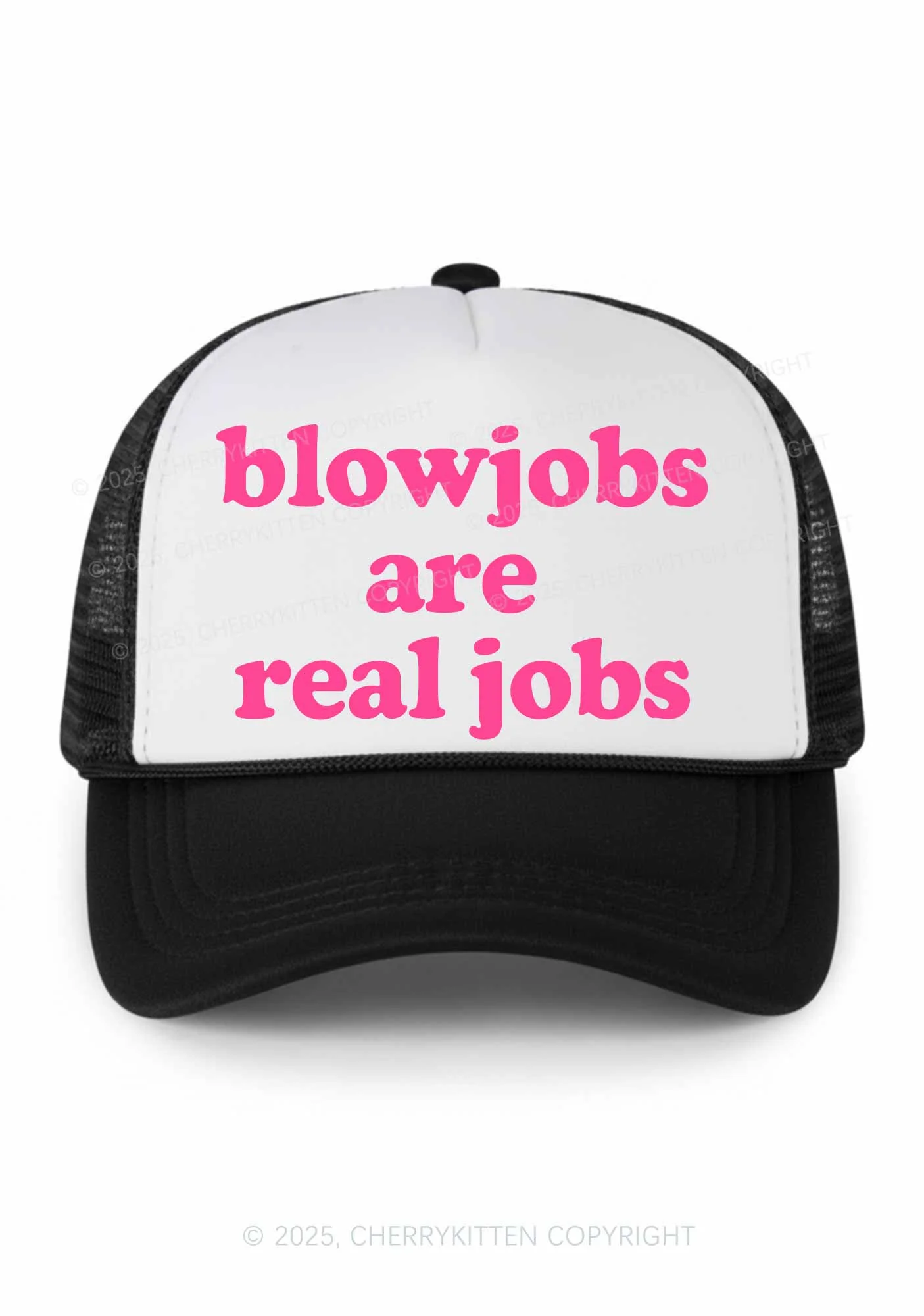 Blxwjobs Are Real Jobs Y2K Colorblock Trucker Hat Cherrykitten - Image 2