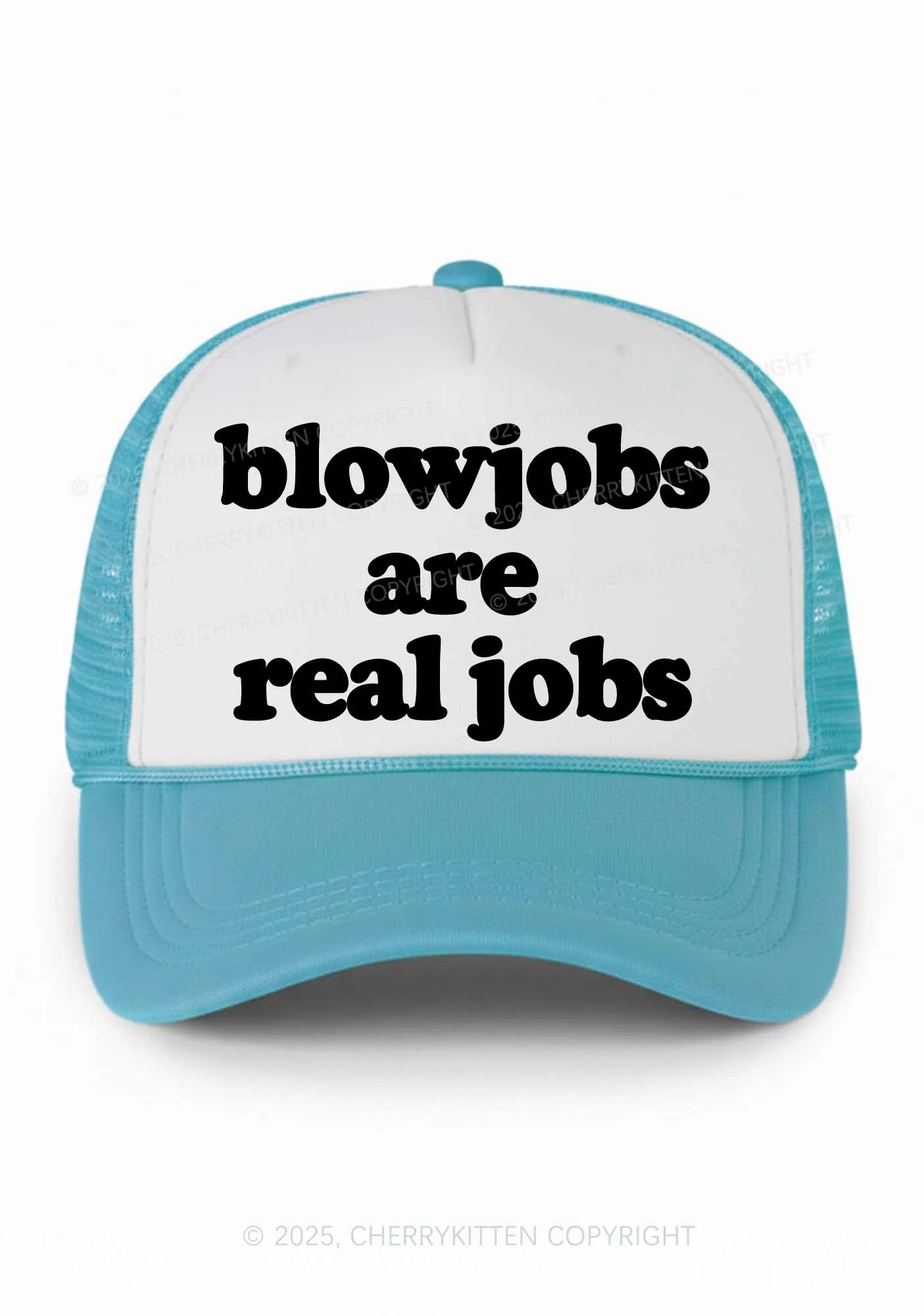 Blxwjobs Are Real Jobs Y2K Colorblock Trucker Hat Cherrykitten - Image 7