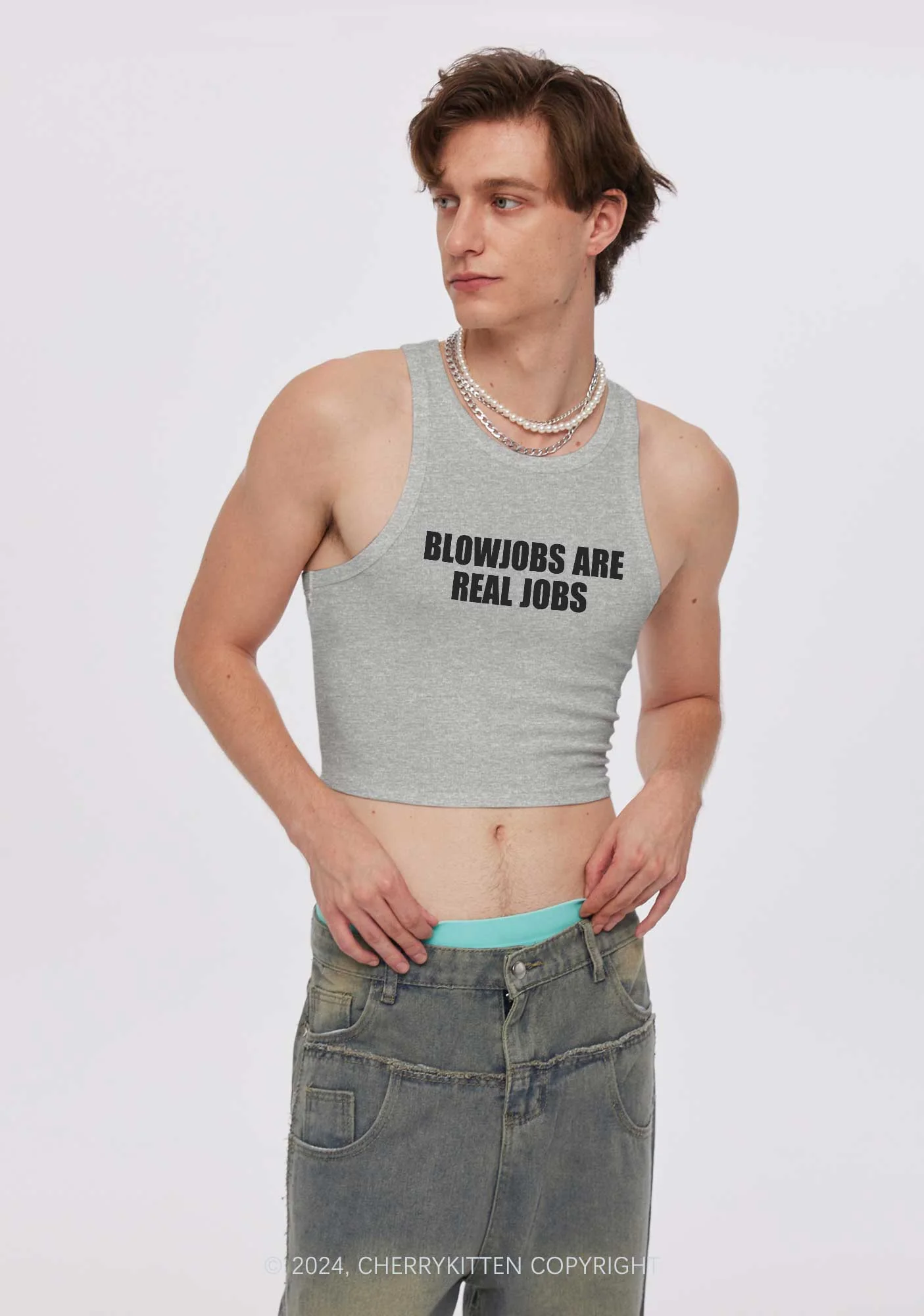 Blxwjobs Are Real Jobs Y2K Crop Tank Top Cherrykitten - Image 3