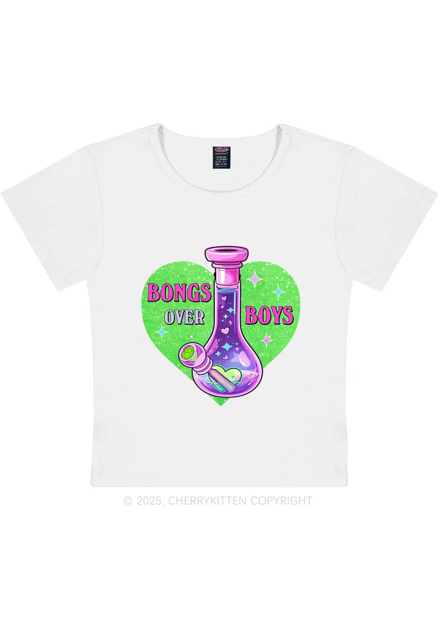 Bongs Over Boys Y2K Baby Tee Cherrykitten - Image 3