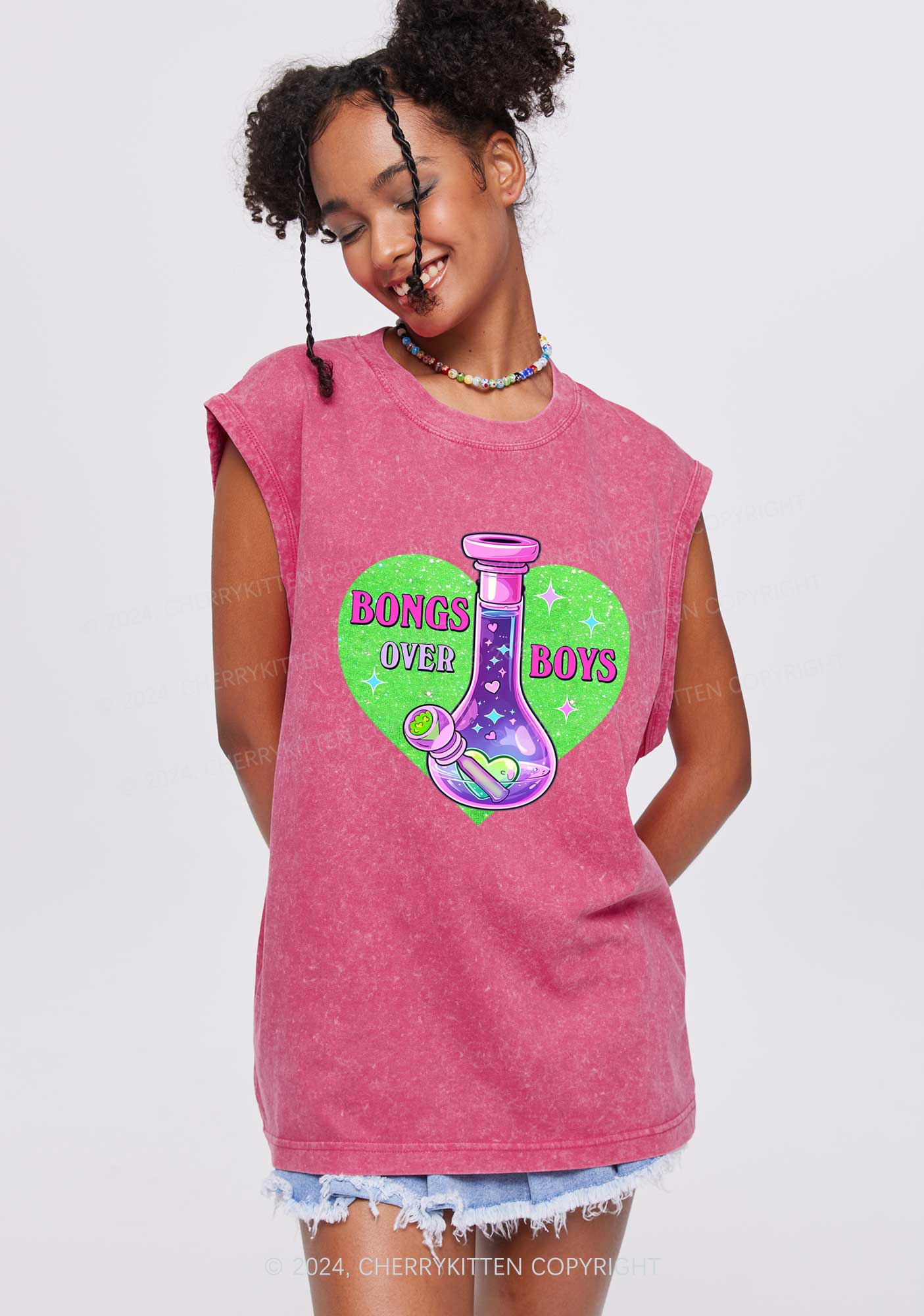 Bongs Over Boys Y2K Washed Tank Cherrykitten - Image 2