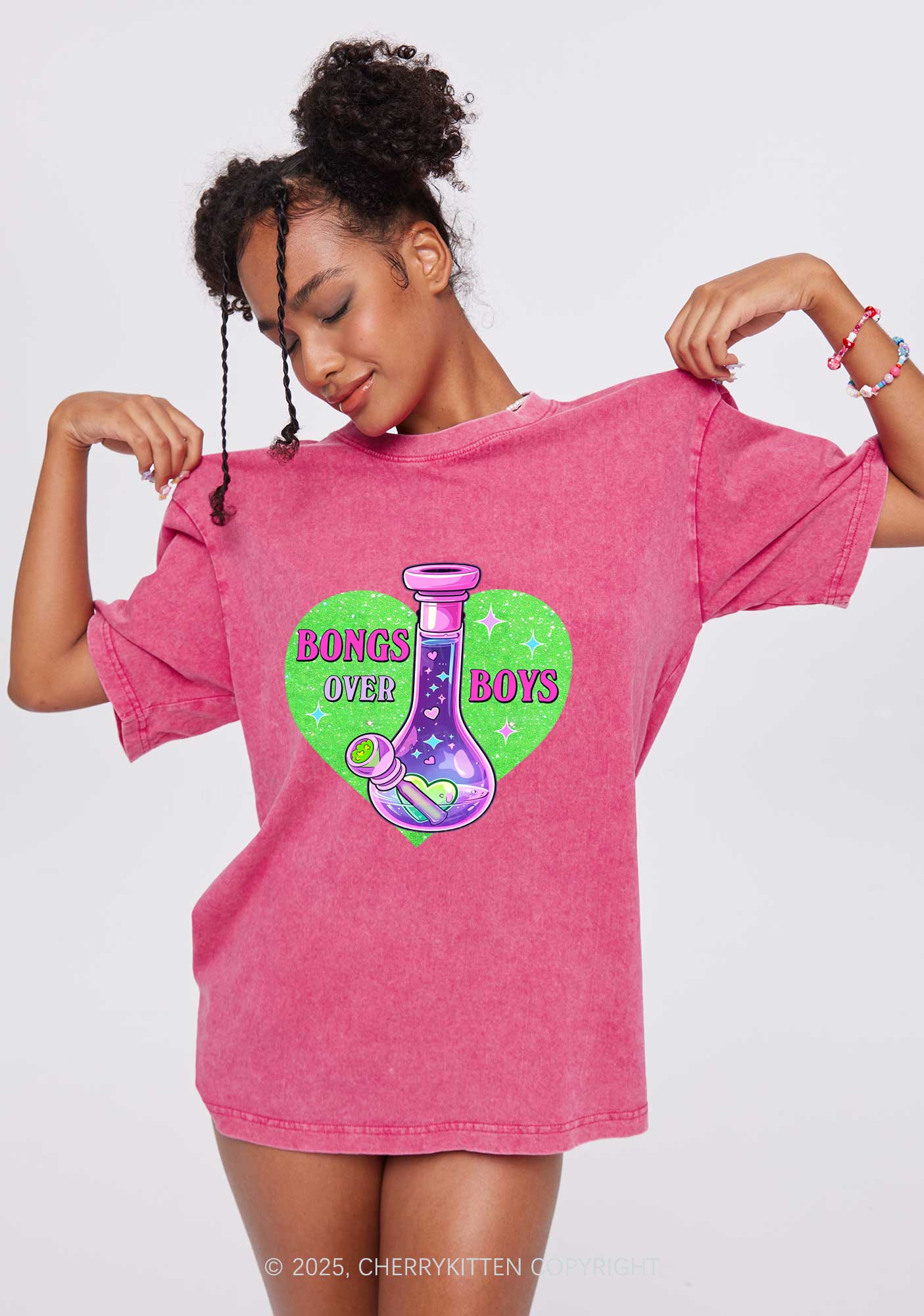 Bongs Over Boys Y2K Washed Tee Cherrykitten - Image 2