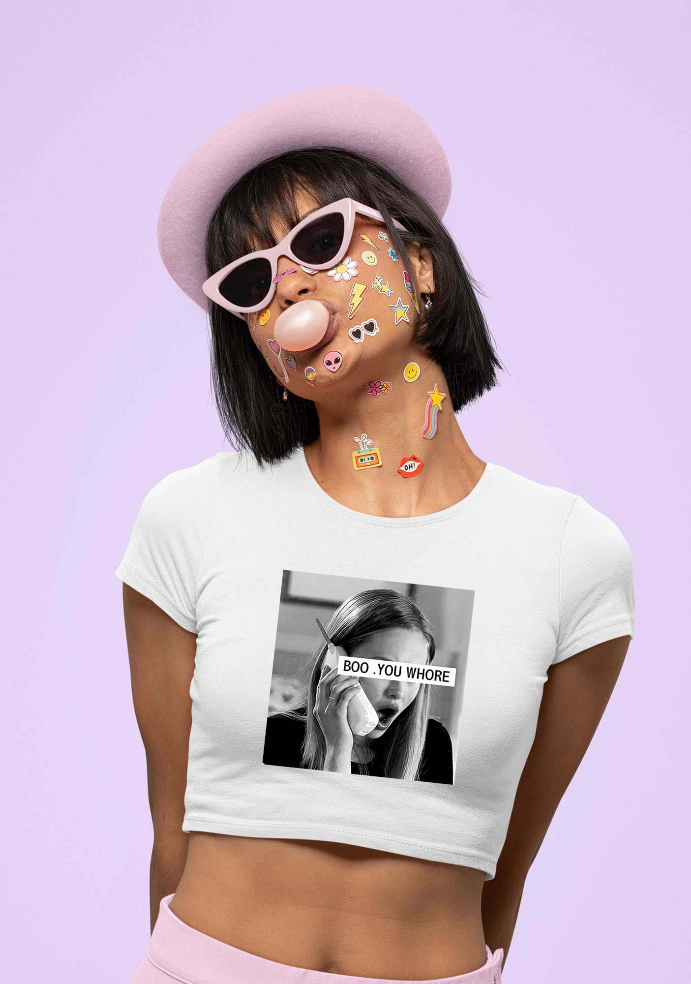 Boo You Hore Y2K Baby Tee Cherrykitten - Image 2
