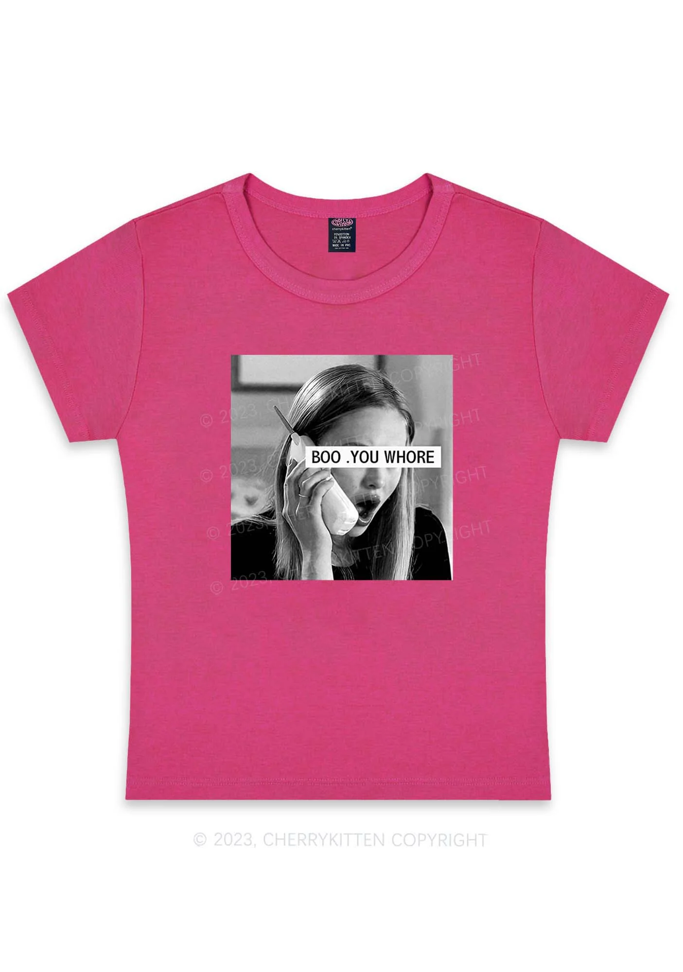 Boo You Hore Y2K Baby Tee Cherrykitten - Image 5