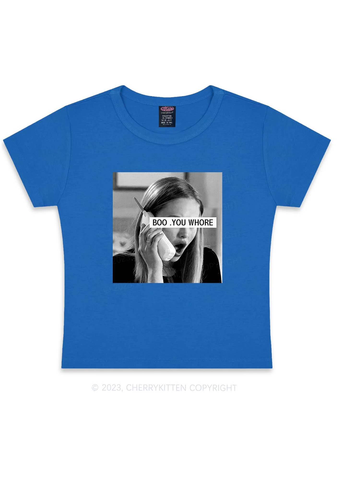 Boo You Hore Y2K Baby Tee Cherrykitten - Image 7