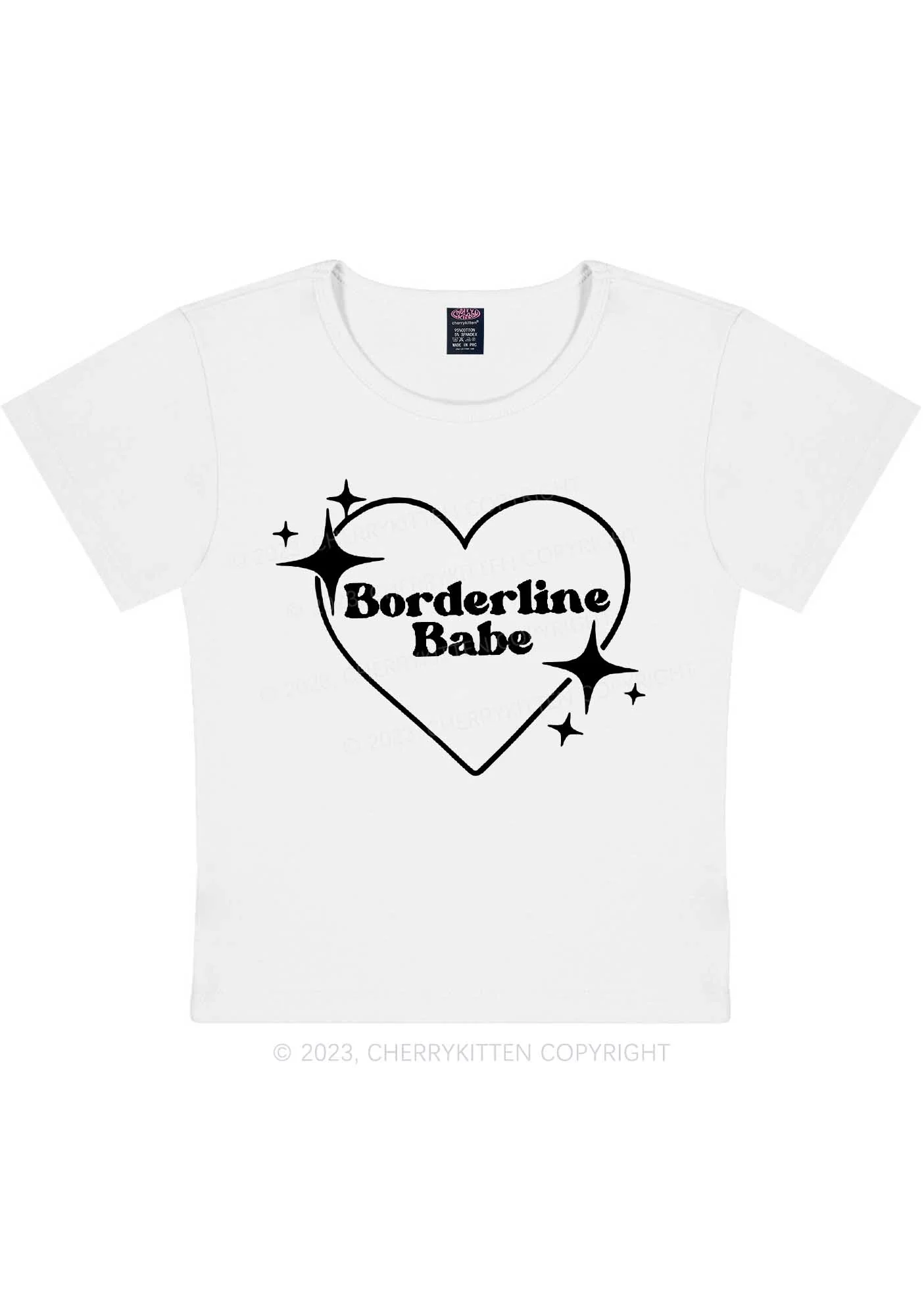Borderline Personality Babe Y2K Baby Tee Cherrykitten - Image 3