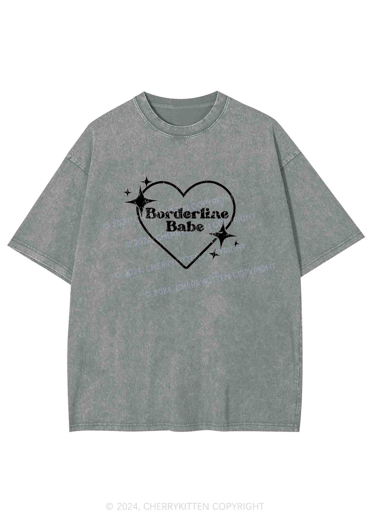 Borderline Personality Babe Y2K Washed Tee Cherrykitten - Image 5