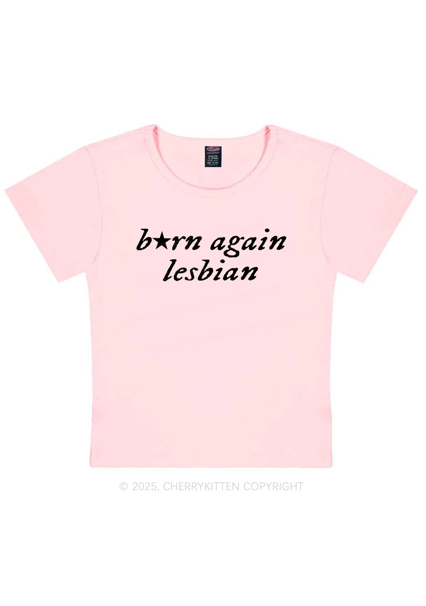 Born Again Lesbian Y2K Baby Tee Cherrykitten - Image 12