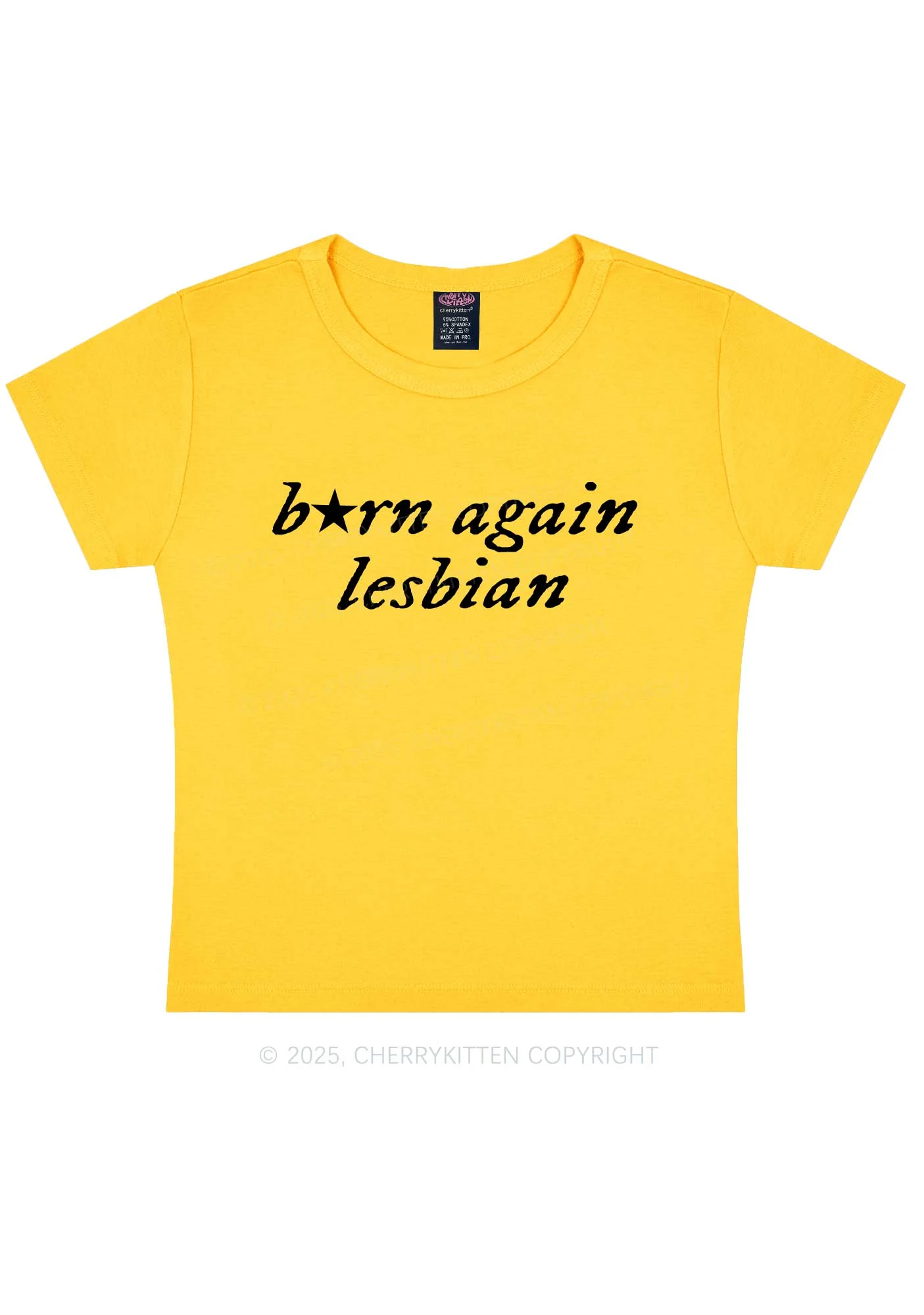 Born Again Lesbian Y2K Baby Tee Cherrykitten - Image 5