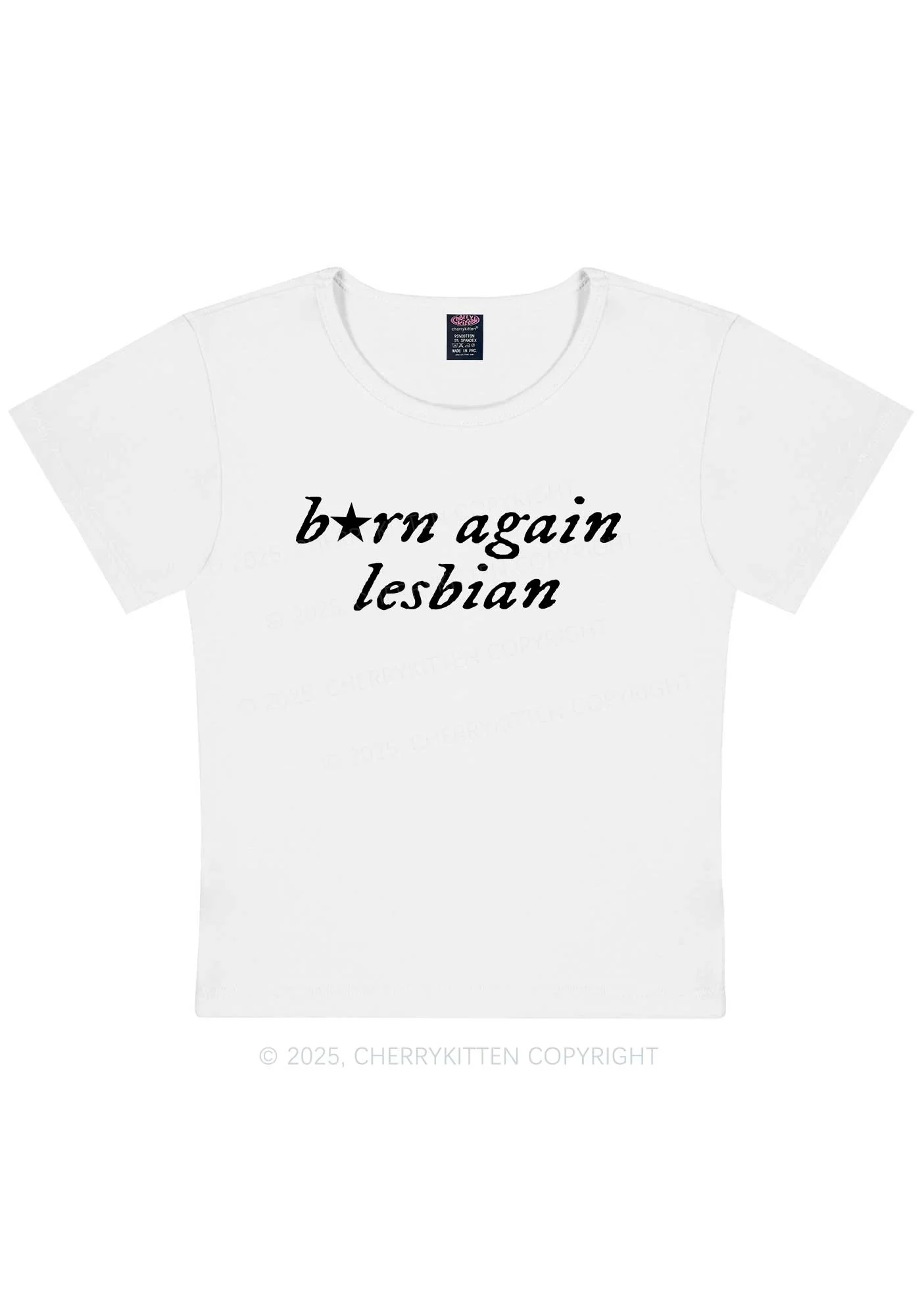 Born Again Lesbian Y2K Baby Tee Cherrykitten - Image 6