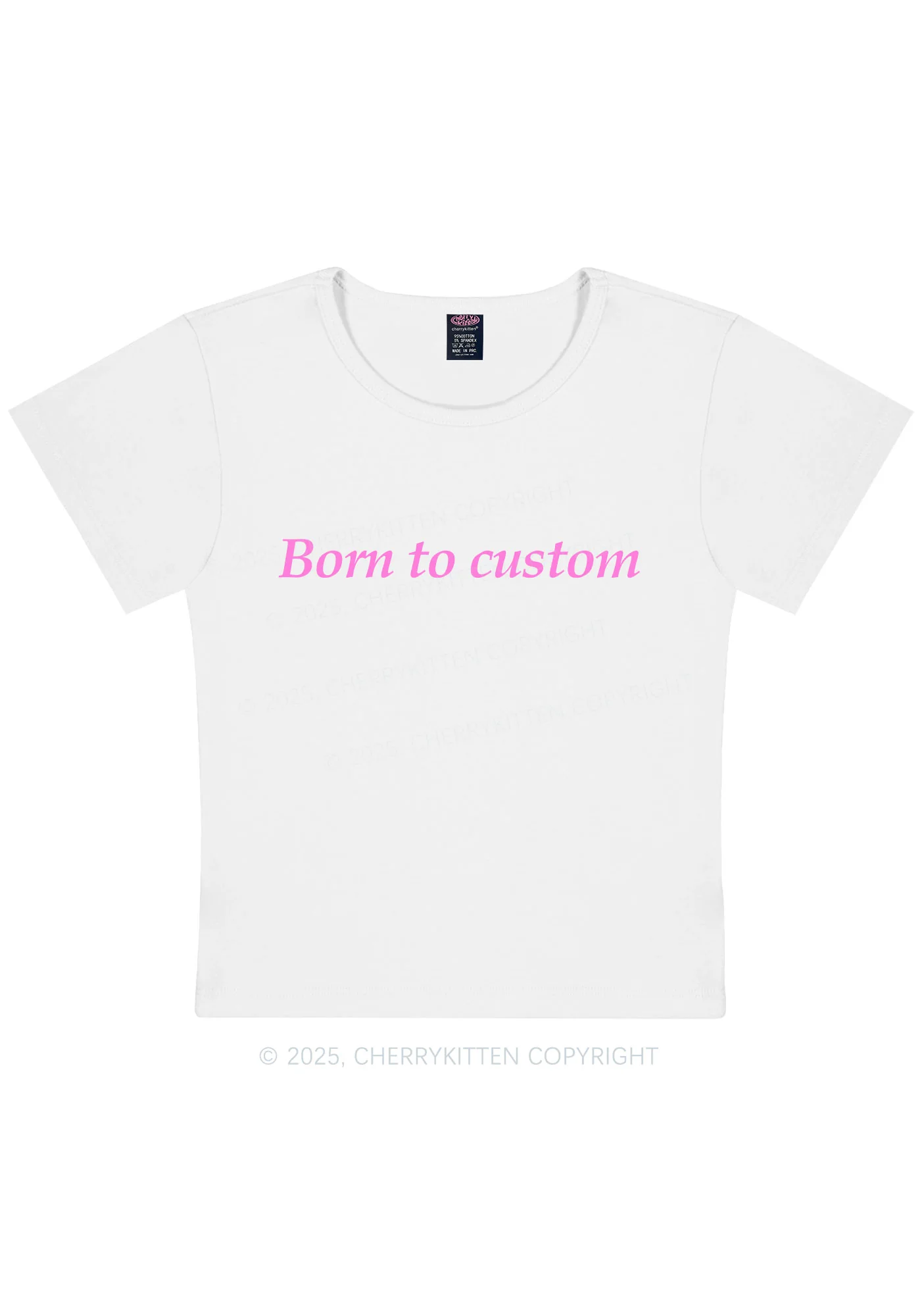 Born To Custom Y2K Baby Tee Cherrykitten - Image 3