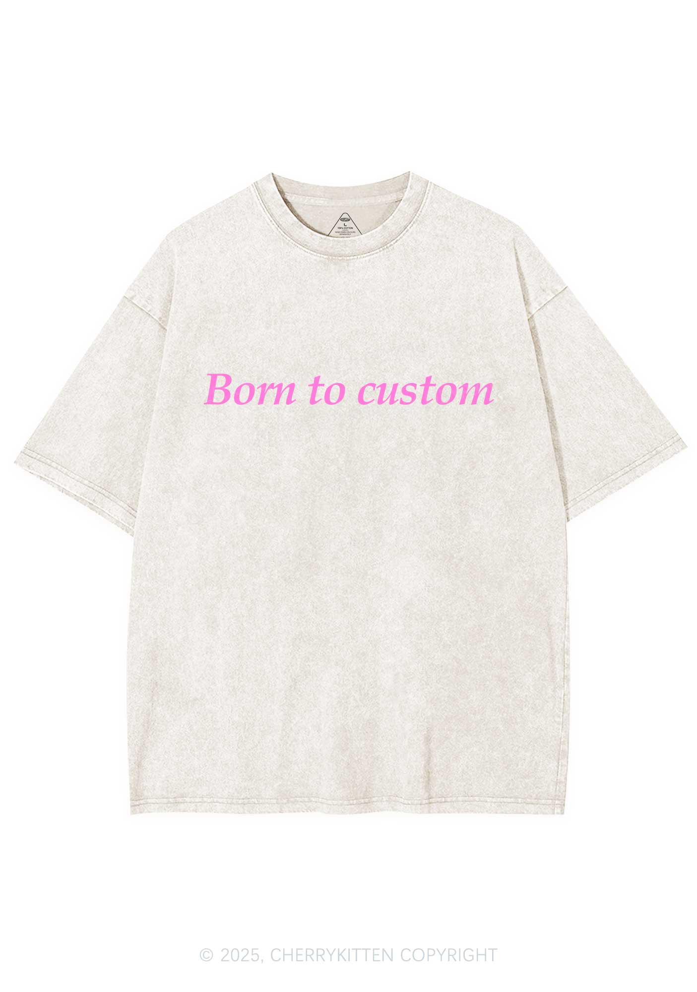 Born To Custom Y2K Shirts Washed Tee Cherrykitten - Image 3