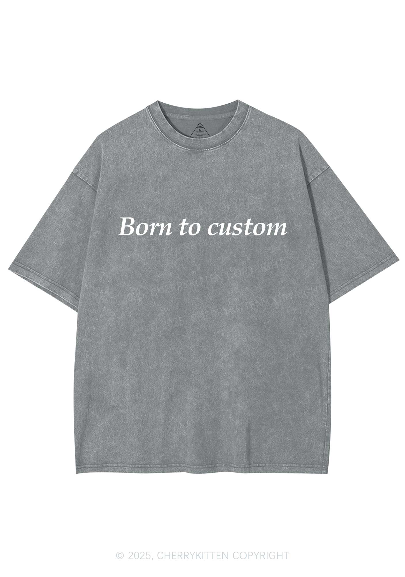 Born To Custom Y2K Shirts Washed Tee Cherrykitten - Image 8