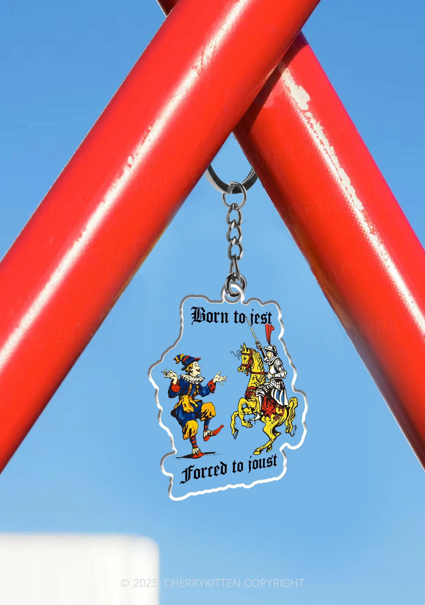 Born to Jest Forced to Joust 1Pc Y2K Keychain Cherrykitten - Image 3