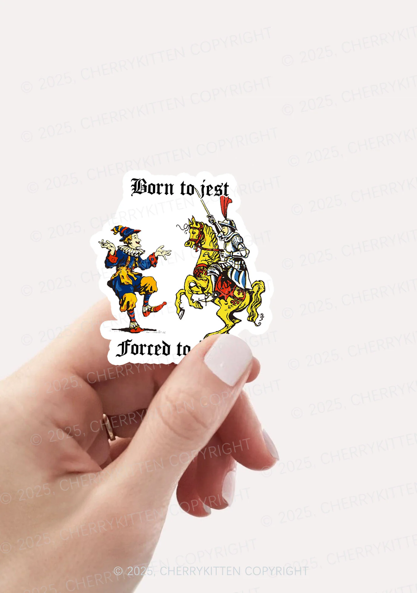 Born to Jest Forced to Joust 1Pc Y2K Sticker Cherrykitten - Image 2