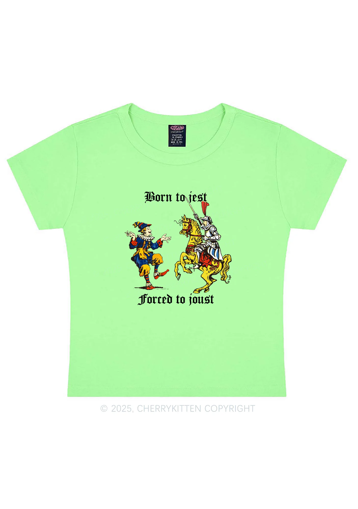 Born to Jest Forced to Joust Y2K Baby Tee Cherrykitten - Image 13
