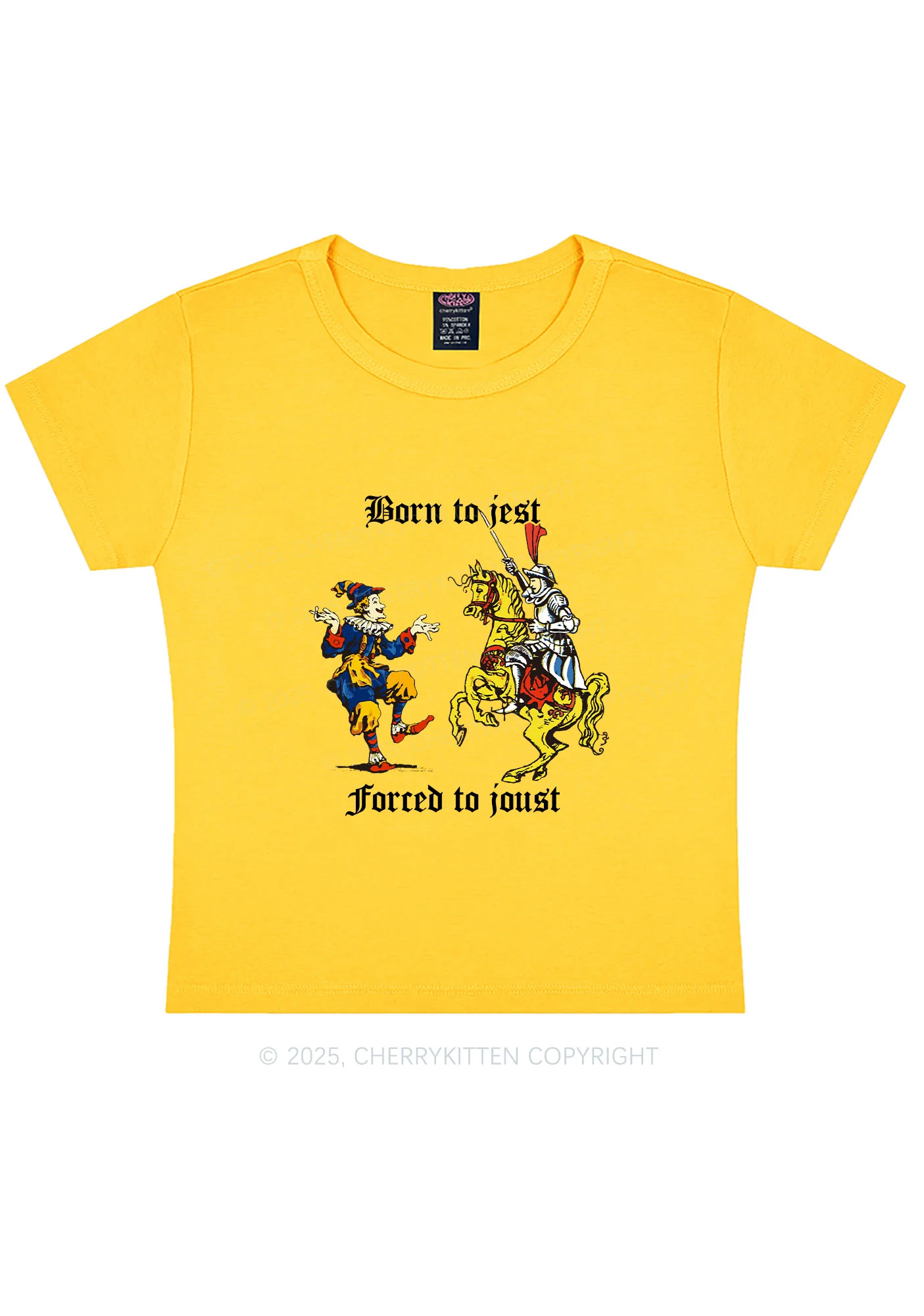 Born to Jest Forced to Joust Y2K Baby Tee Cherrykitten - Image 4