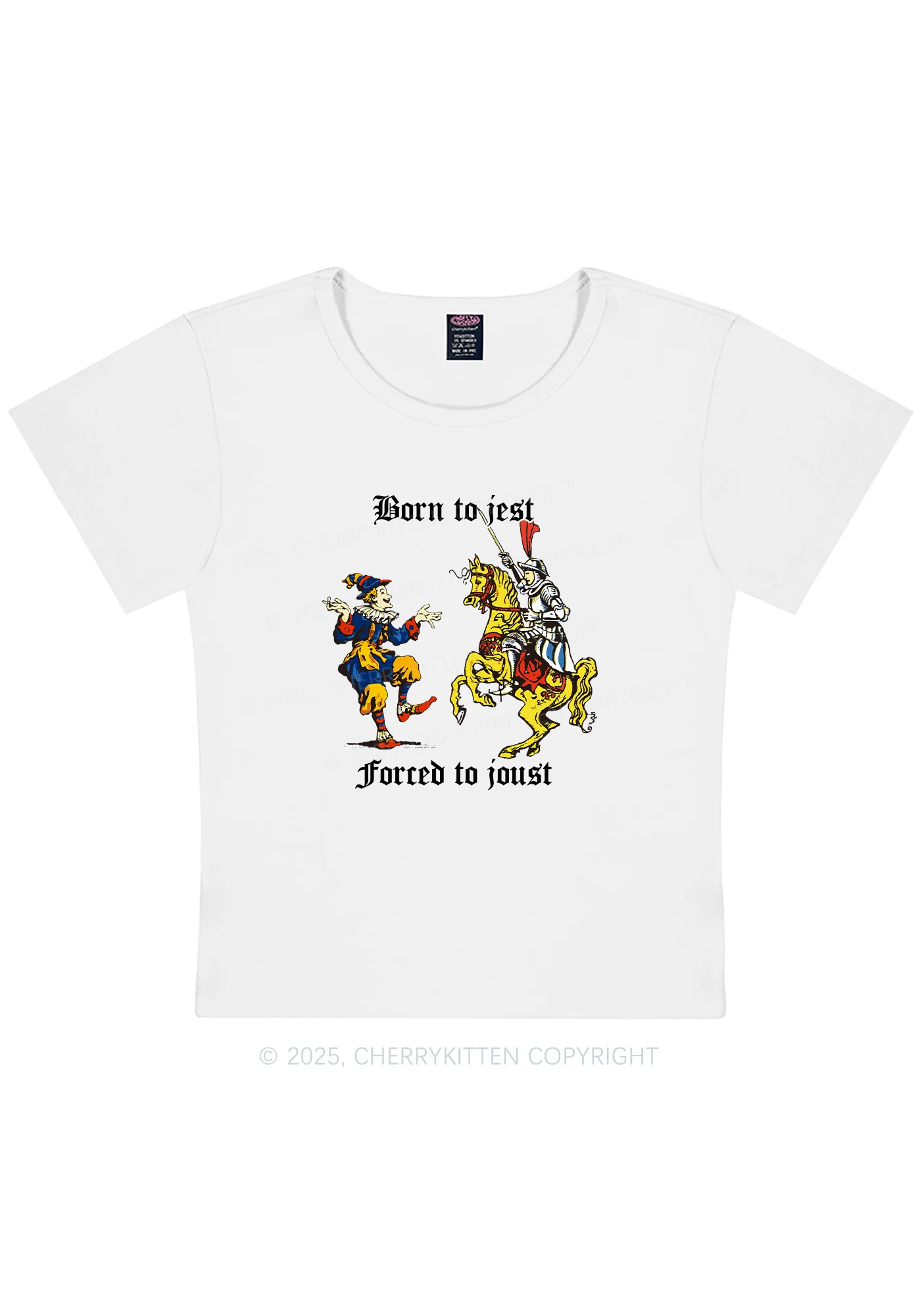 Born to Jest Forced to Joust Y2K Baby Tee Cherrykitten - Image 5